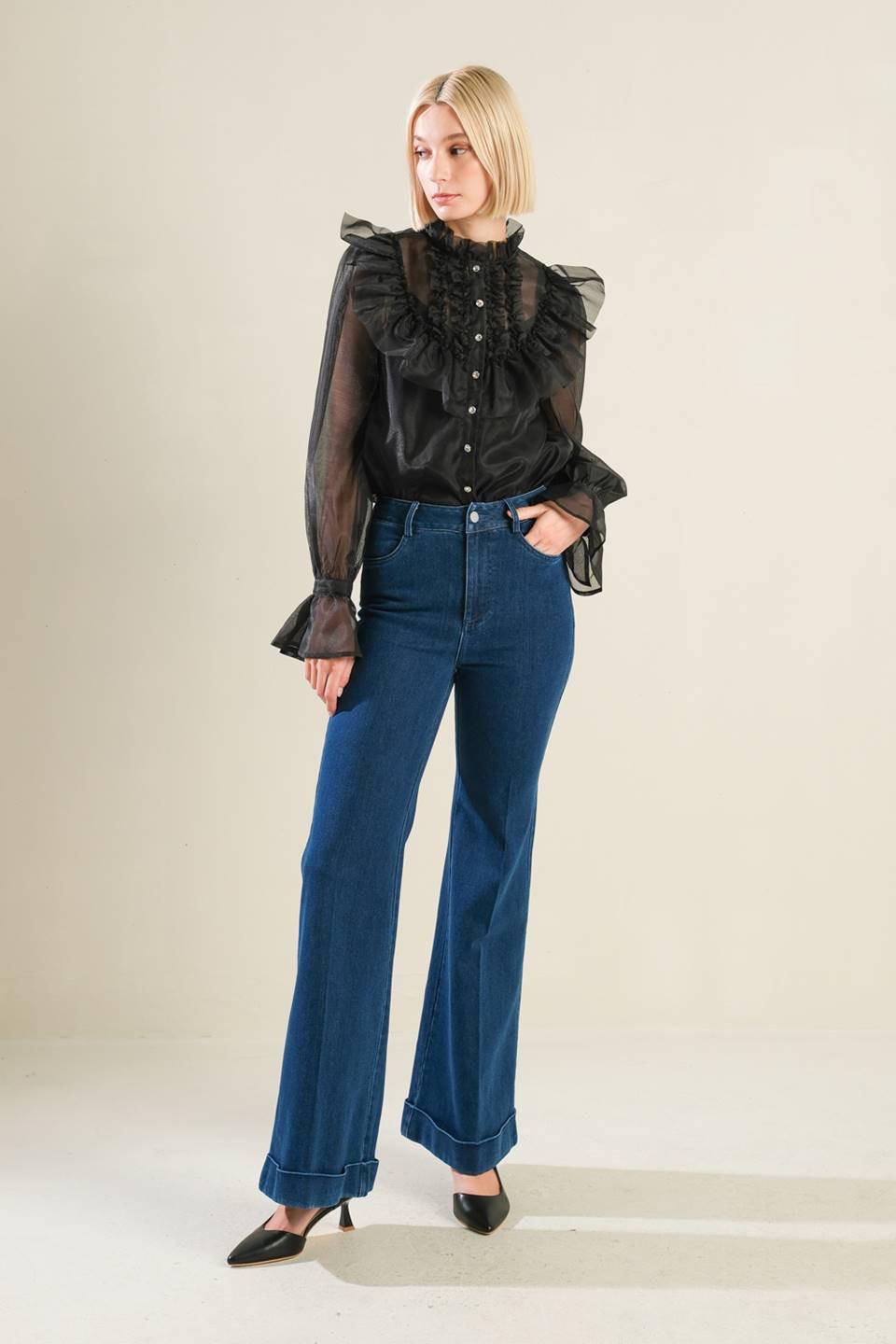 Our Greatest Love Denim Pants in medium indigo, view 5 — Soul Flow Apparel