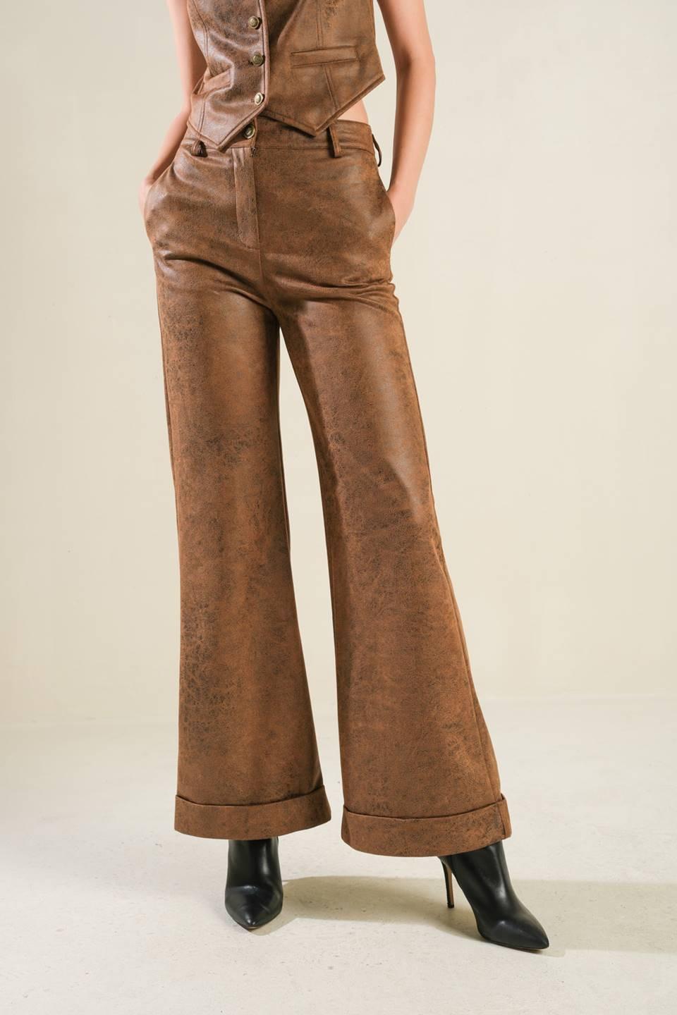 A Gift From Love Leather Pants in brown, view 4 — Soul Flow Apparel
