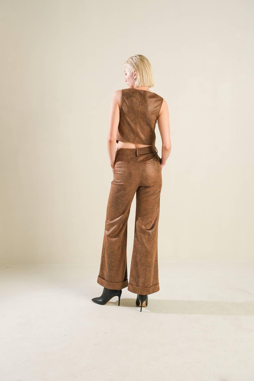 A Gift From Love Leather Pants in brown, view 6 — Soul Flow Apparel