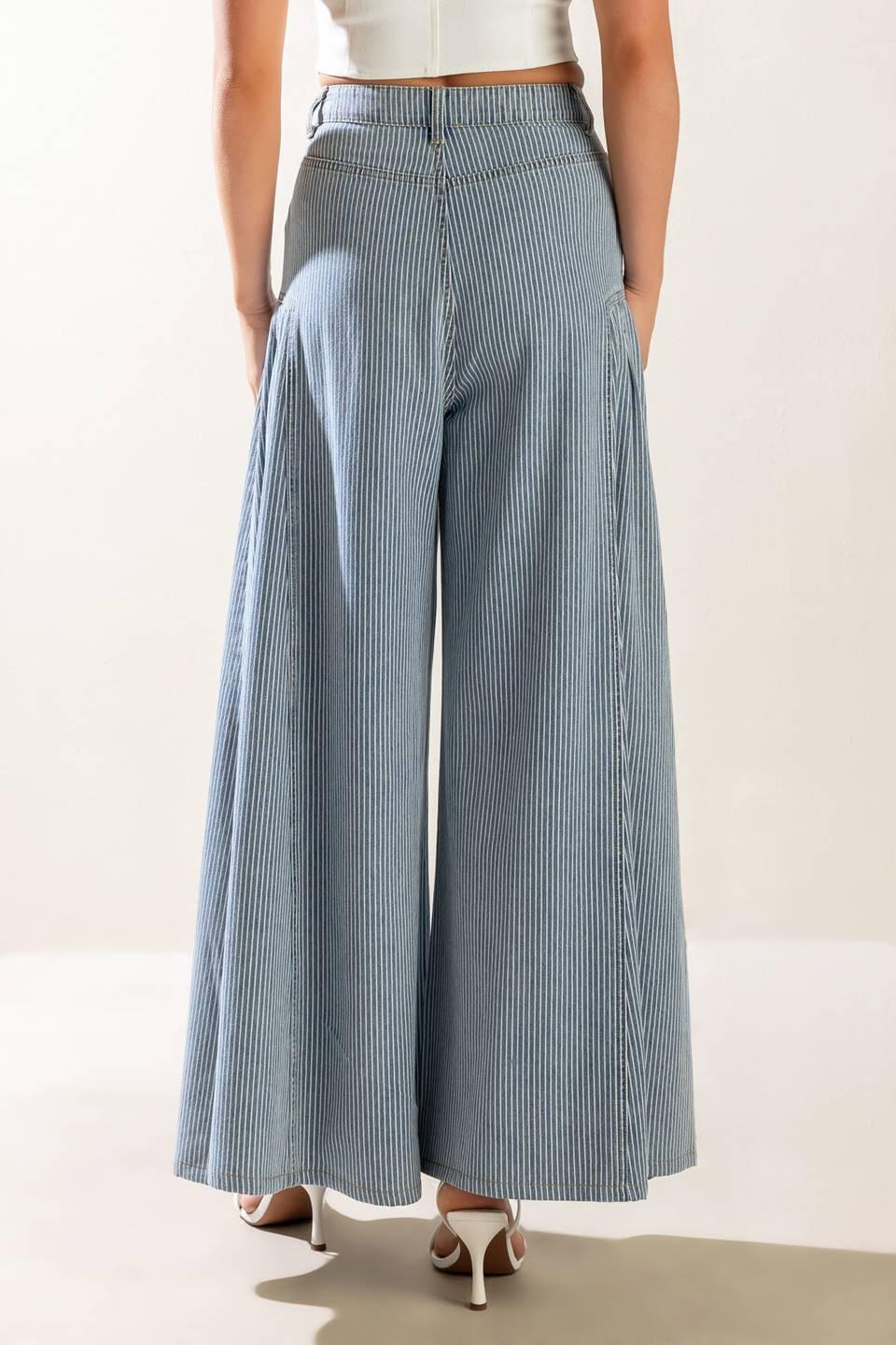 Rooftop Romance Denim Pants in light denim white, view 7 — Soul Flow Apparel