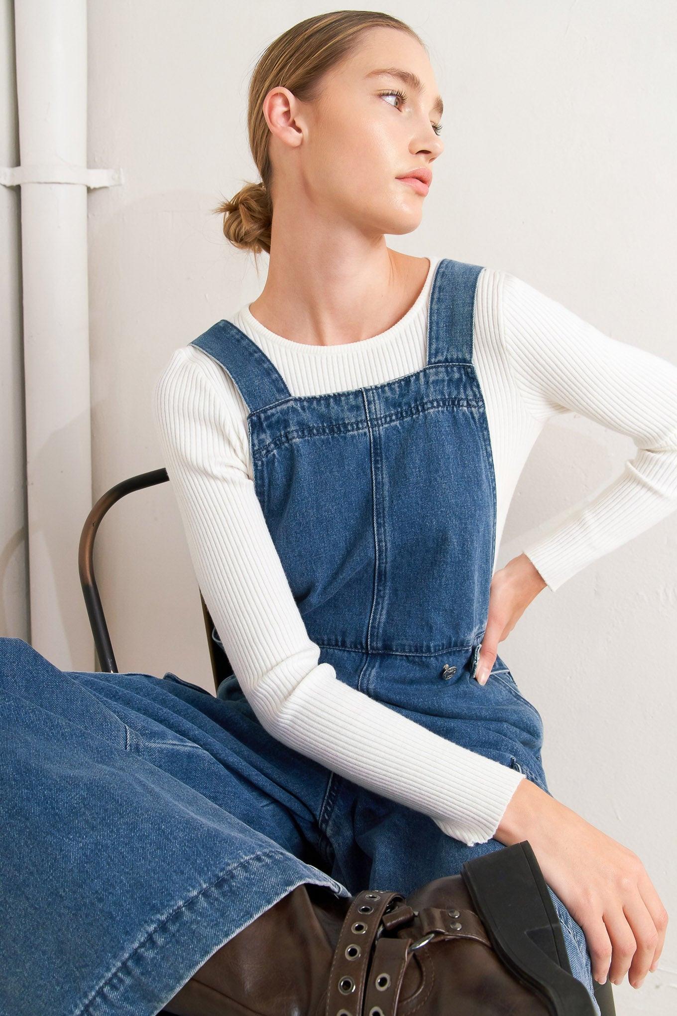 Let Me Talk Denim Cargo Pants in medium indigo, view 8 — Soul Flow Apparel