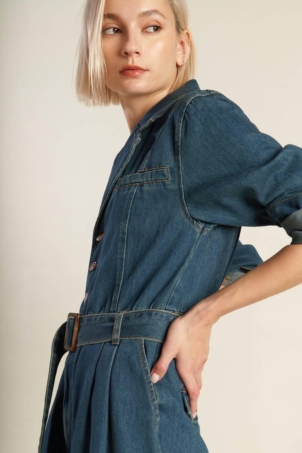 In the Details Denim Jumpsuit in indigo, view 8 — Soul Flow Apparel