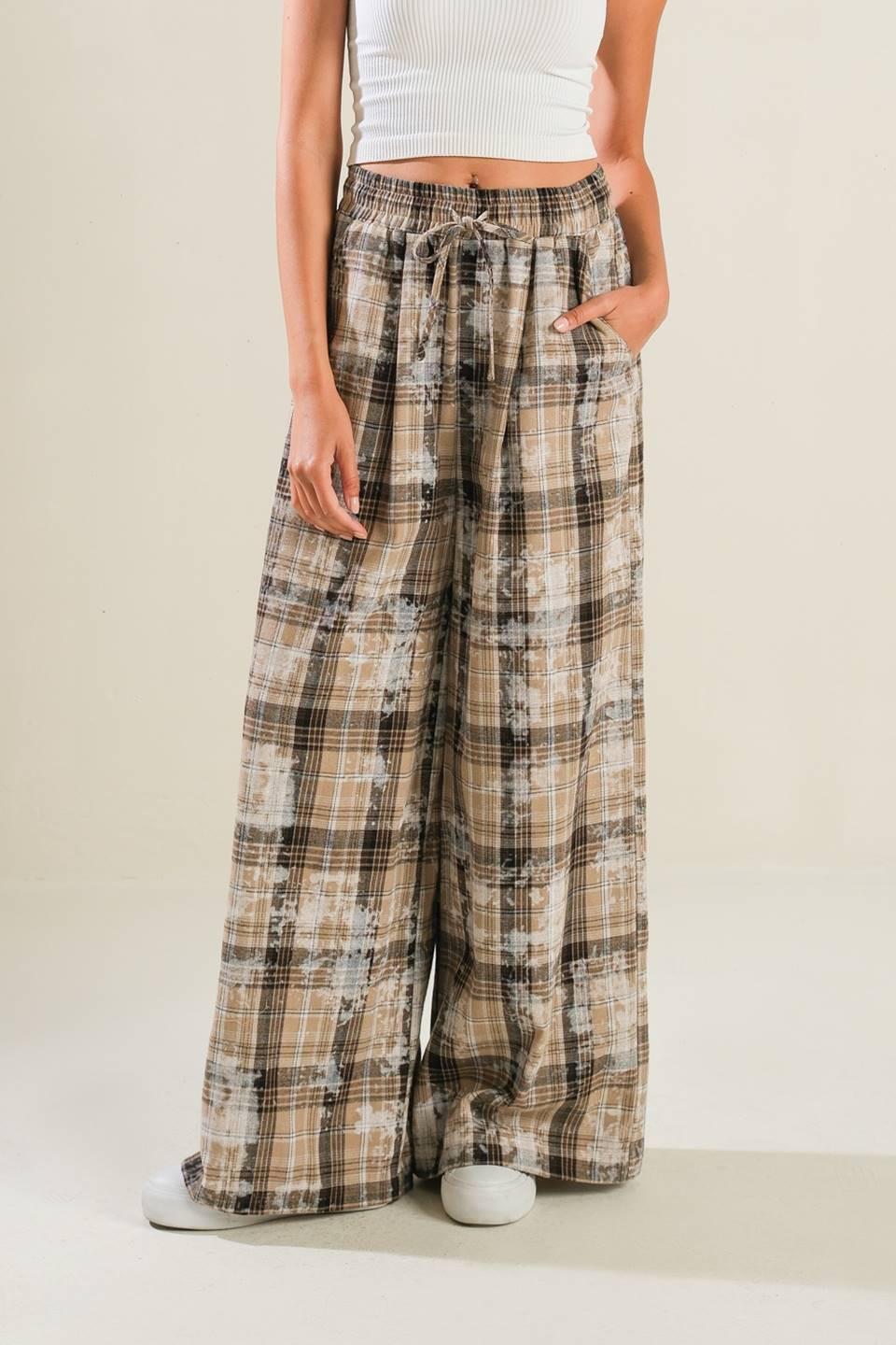 Timeless Charm Woven Pants in beige, view 1 — Soul Flow Apparel