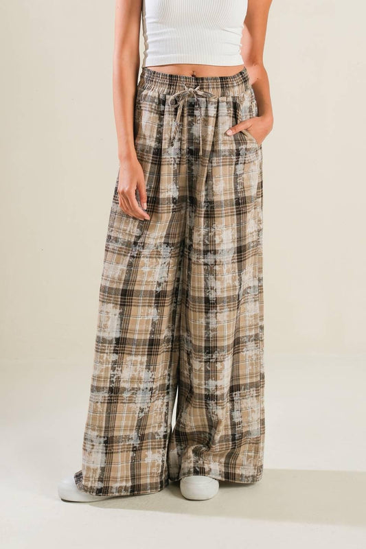 Timeless Charm Woven Pants in beige, view 1 — Soul Flow Apparel