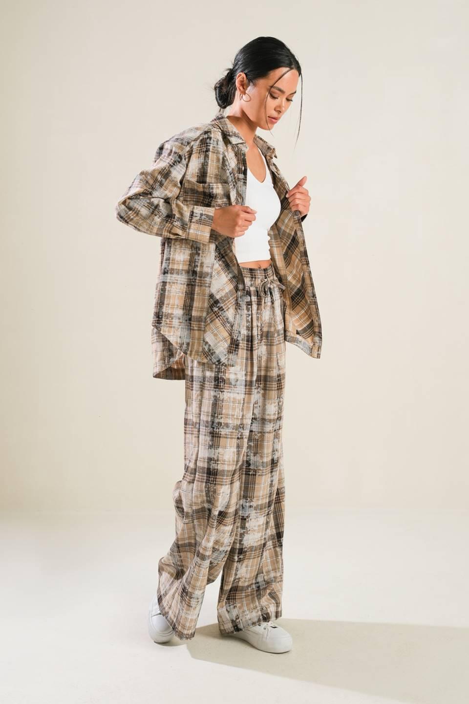 Timeless Charm Woven Pants in beige, view 3 — Soul Flow Apparel