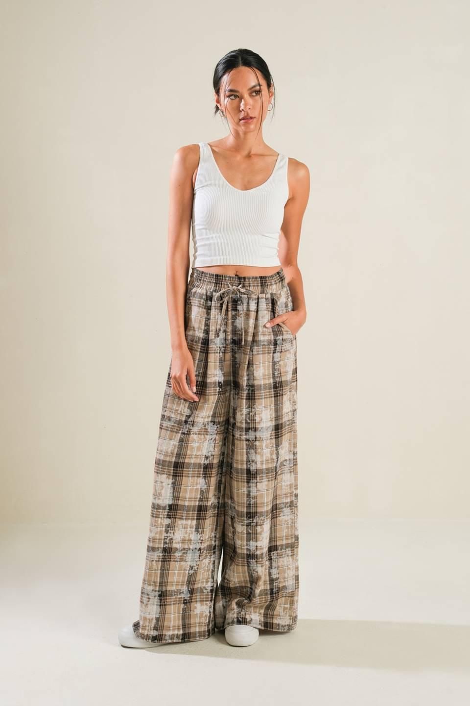 Timeless Charm Woven Pants in beige, view 5 — Soul Flow Apparel