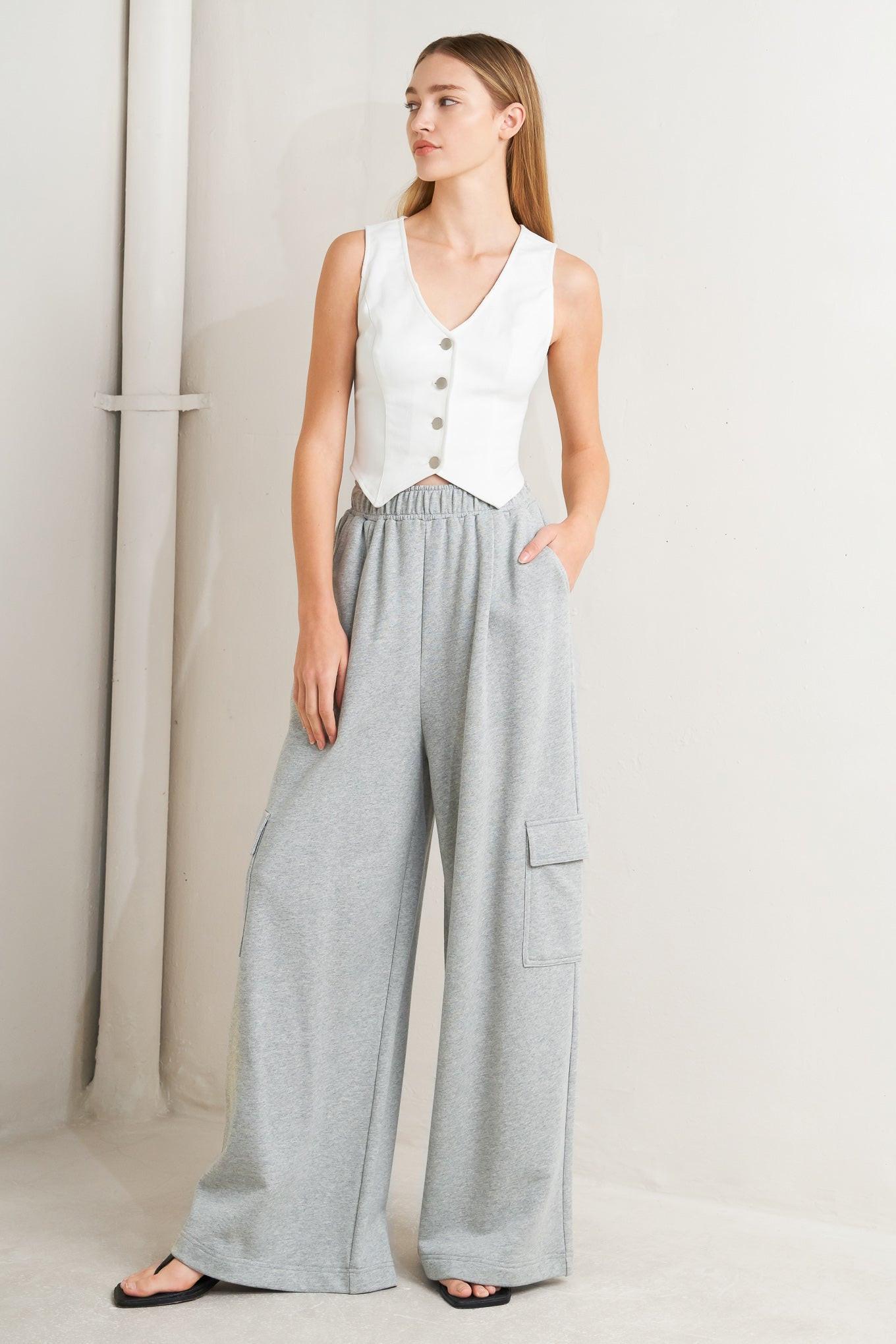 Cross Your Mind Knit Pants in hgrey, view 1 — Soul Flow Apparel