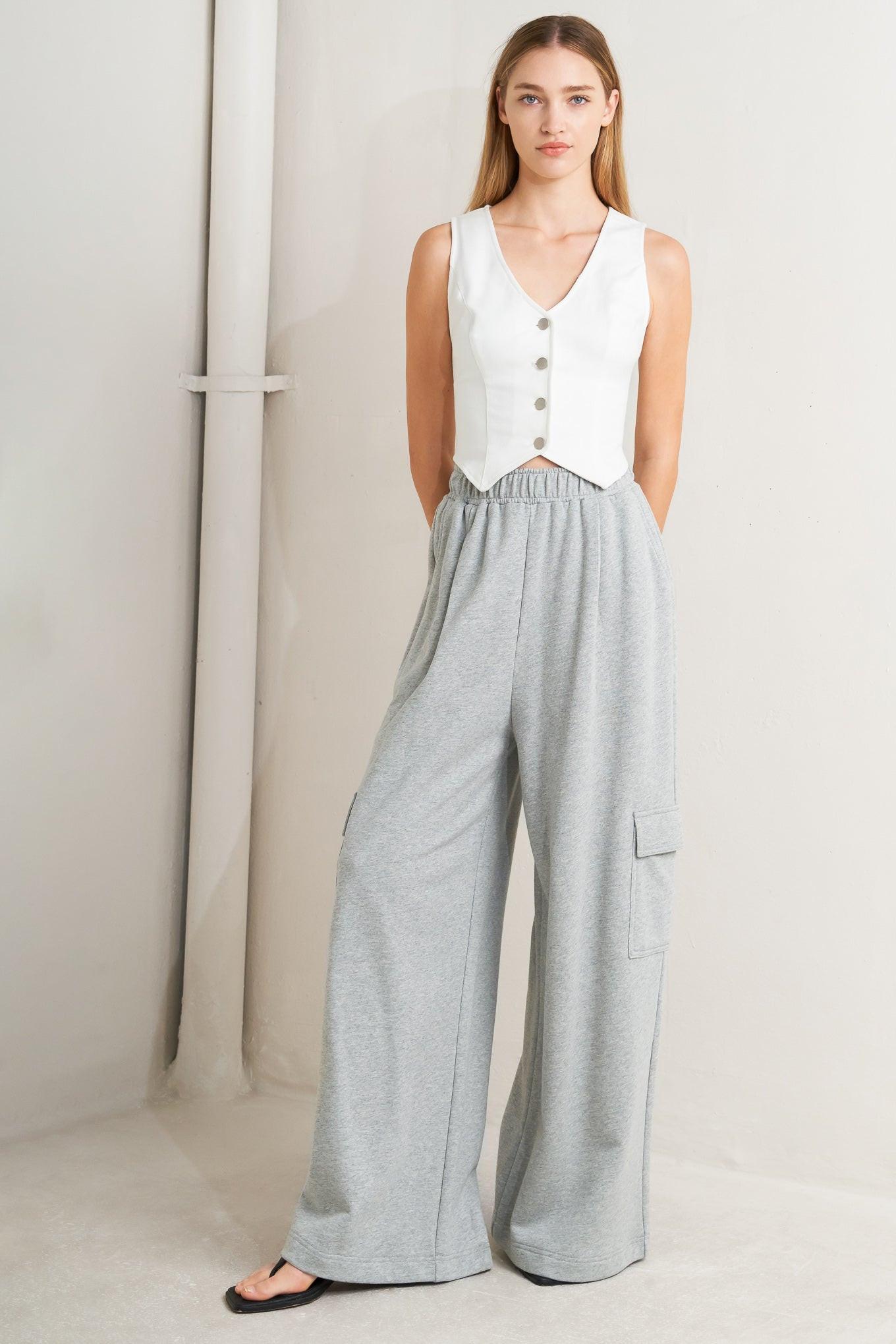 Cross Your Mind Knit Pants in hgrey, view 1 — Soul Flow Apparel