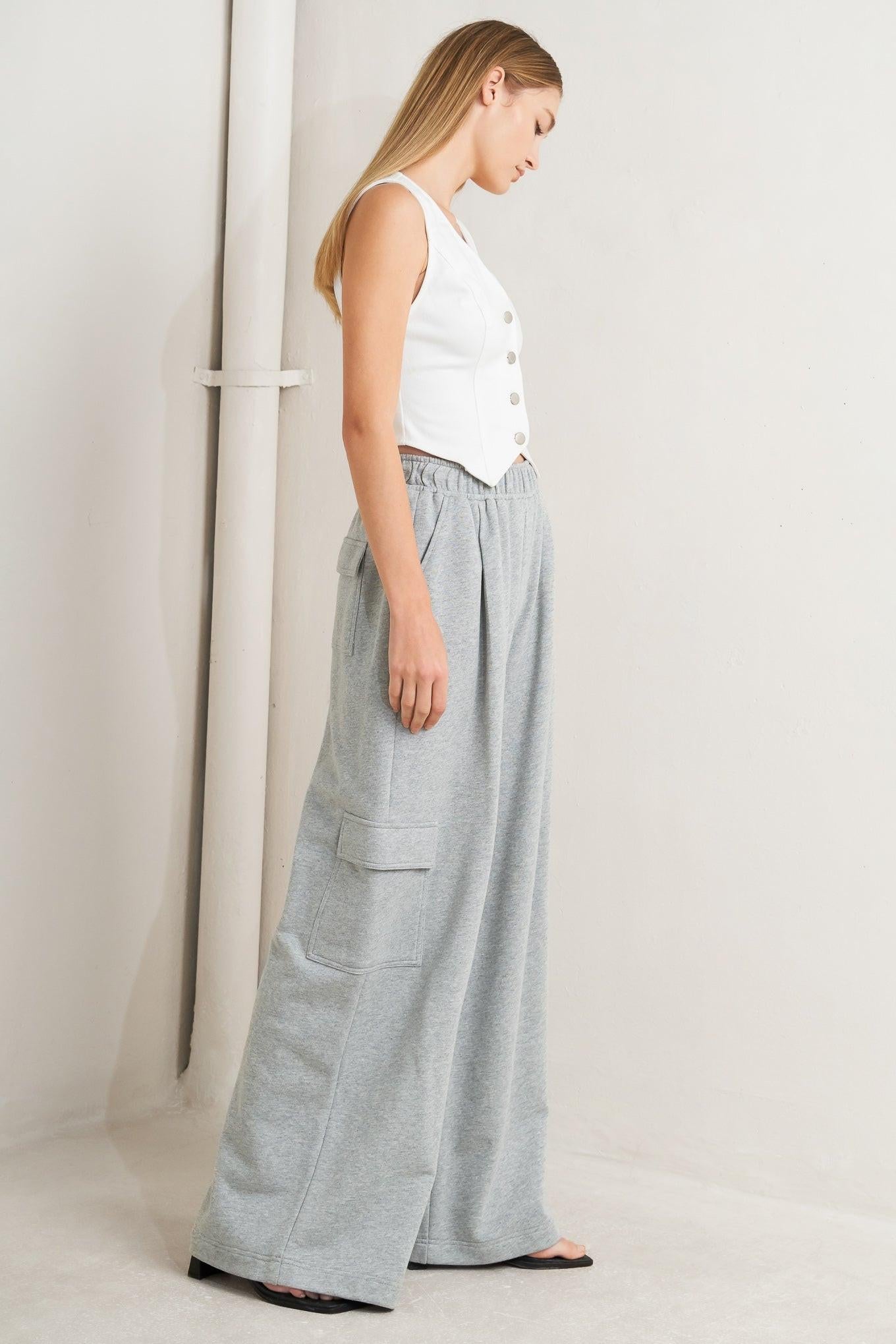 Cross Your Mind Knit Pants in hgrey, view 3 — Soul Flow Apparel