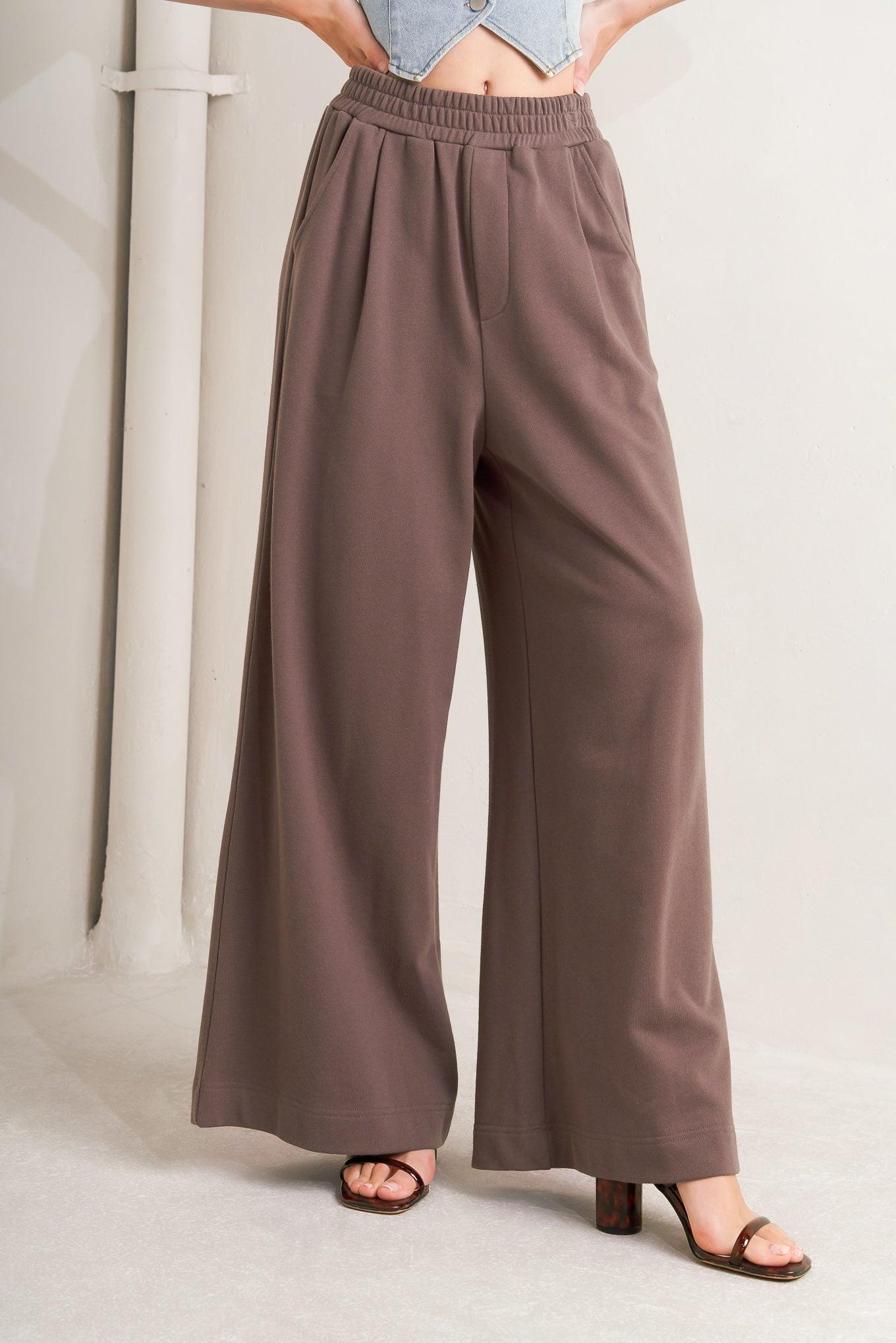 In Too Deep Knit Pants in brown, view 1 — Soul Flow Apparel