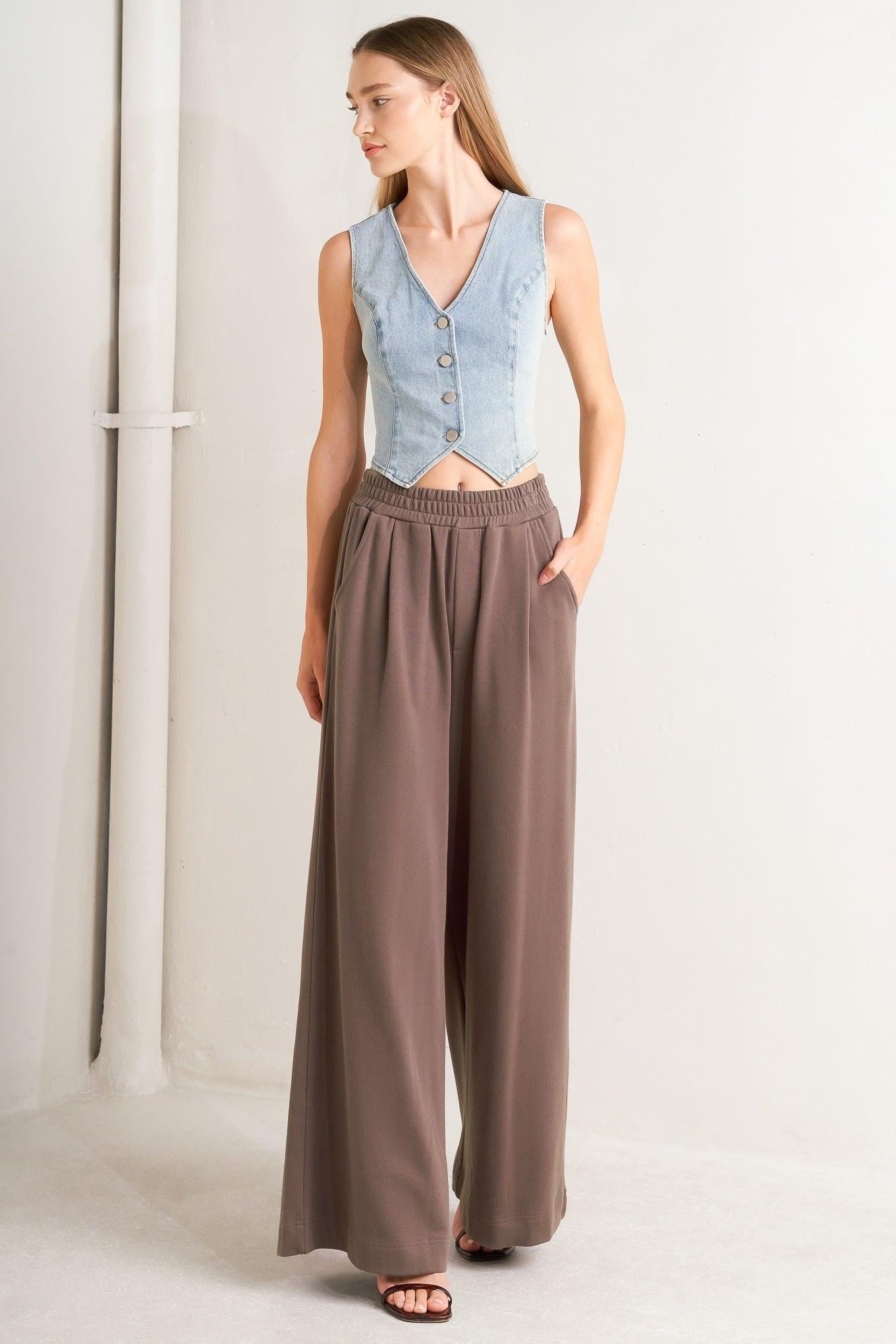 In Too Deep Knit Pants in brown, view 2 — Soul Flow Apparel