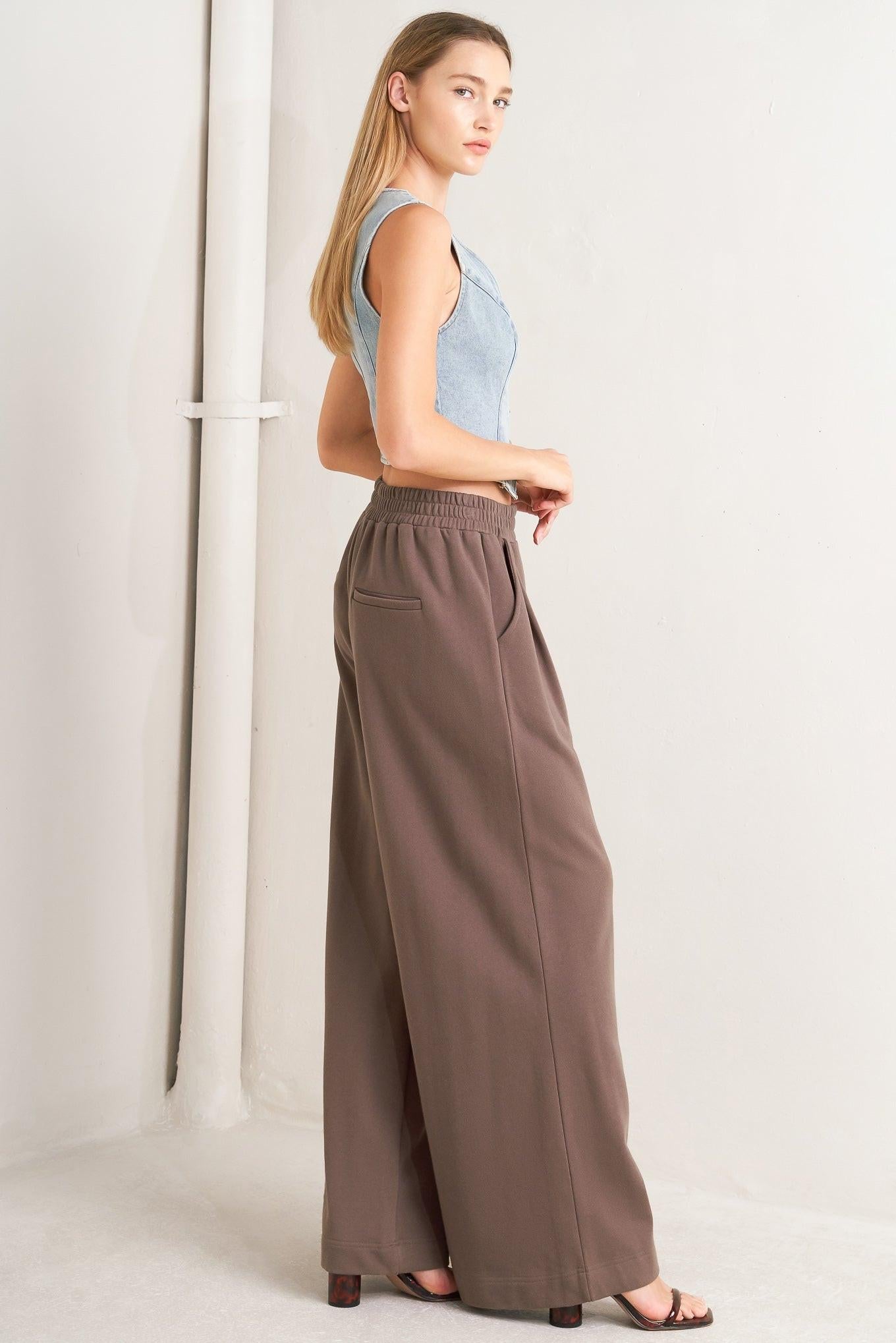 In Too Deep Knit Pants in brown, view 3 — Soul Flow Apparel