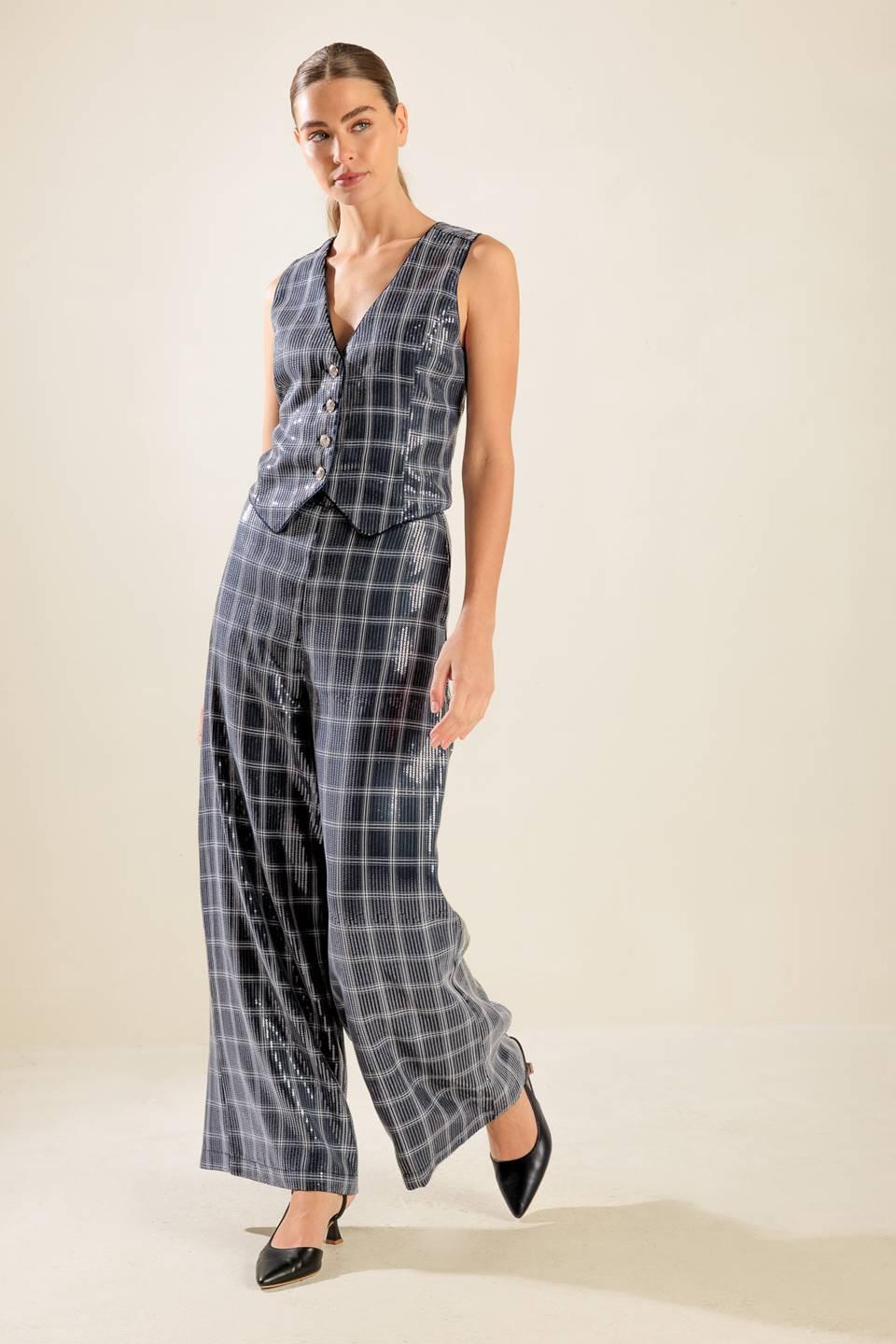 Traveling Far Navy Sequin Pants, view 4 — Soul Flow Apparel