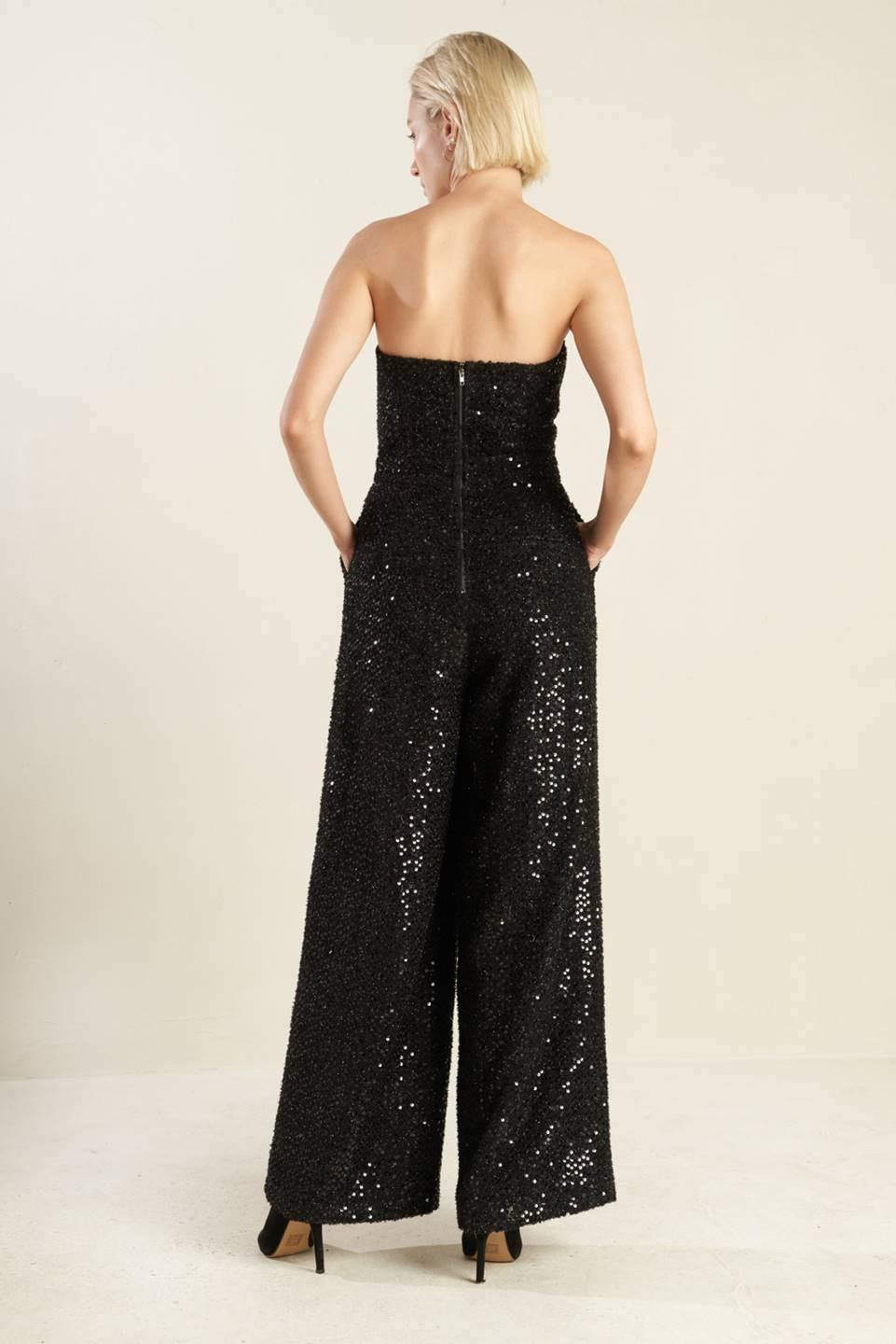 Doesn't Add Up Sequin Jumpsuit in black, view 5 — Soul Flow Apparel