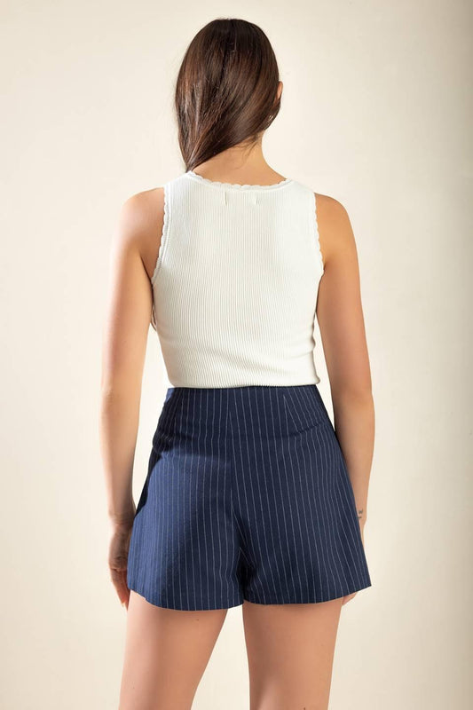 My Everything Woven Skort in navy white, view 9 — Soul Flow Apparel