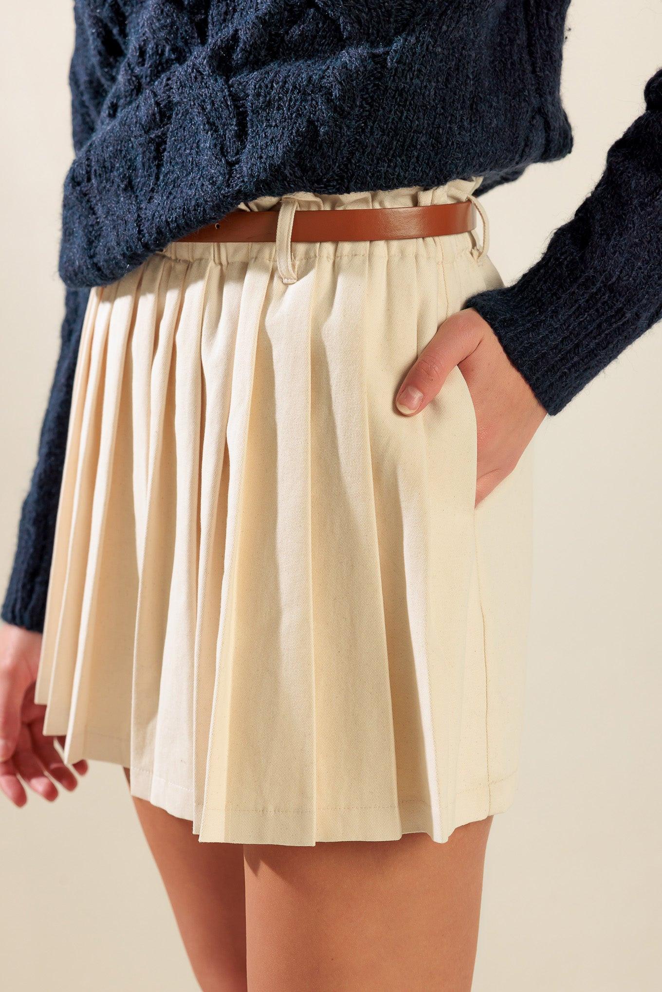 Only in My Heart Woven Skort in oatmeal, view 4 — Soul Flow Apparel