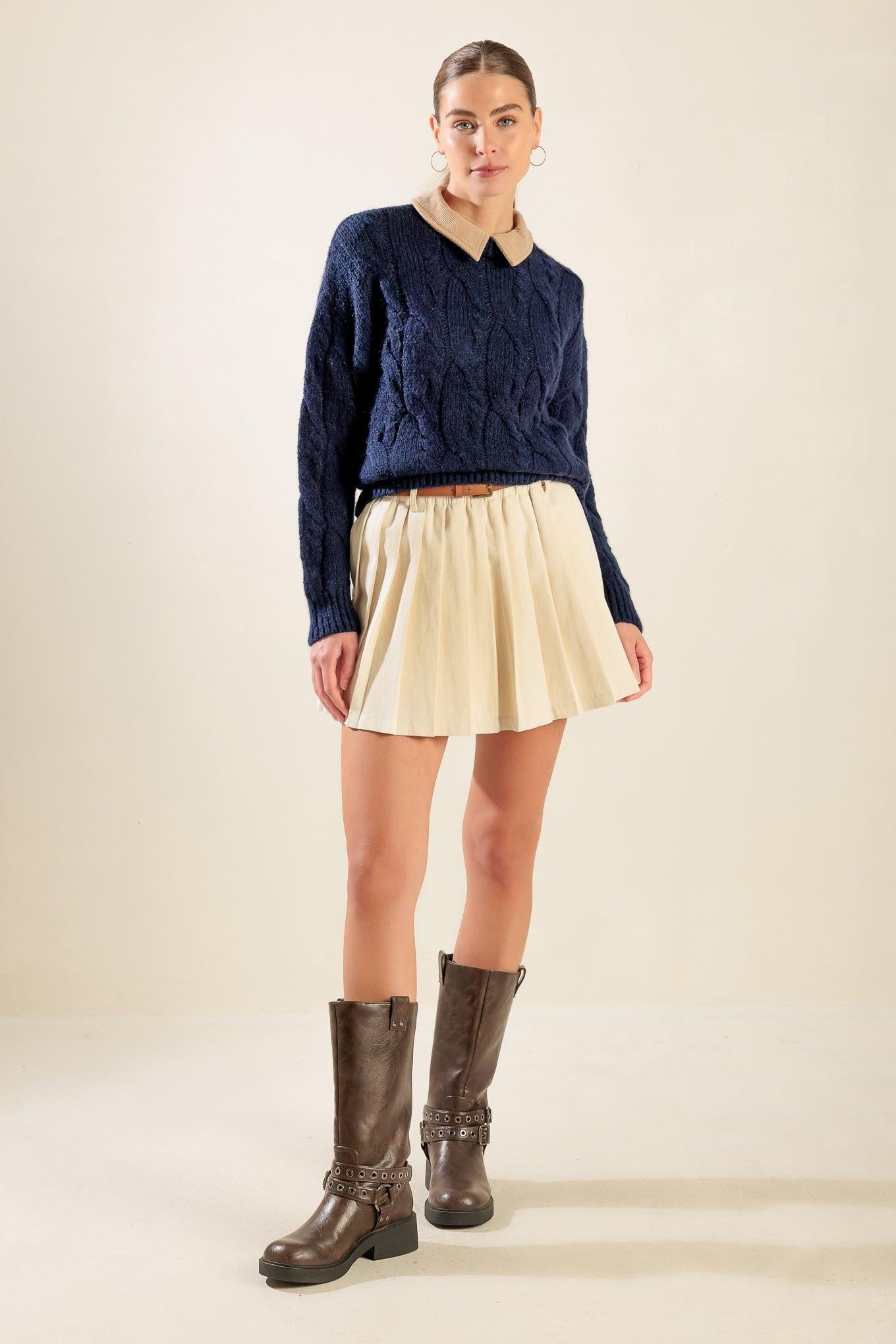 Only in My Heart Woven Skort in oatmeal, view 5 — Soul Flow Apparel
