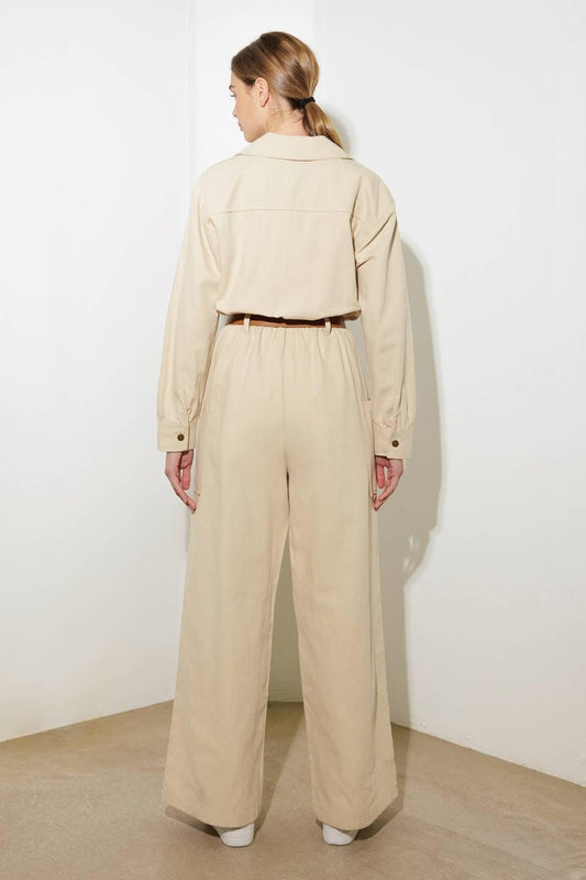 When It Happens Woven Jumpsuit in beige, view 6 — Soul Flow Apparel