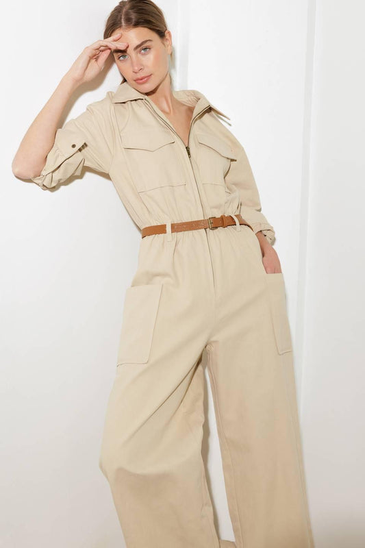 When It Happens Woven Jumpsuit in beige, view 7 — Soul Flow Apparel