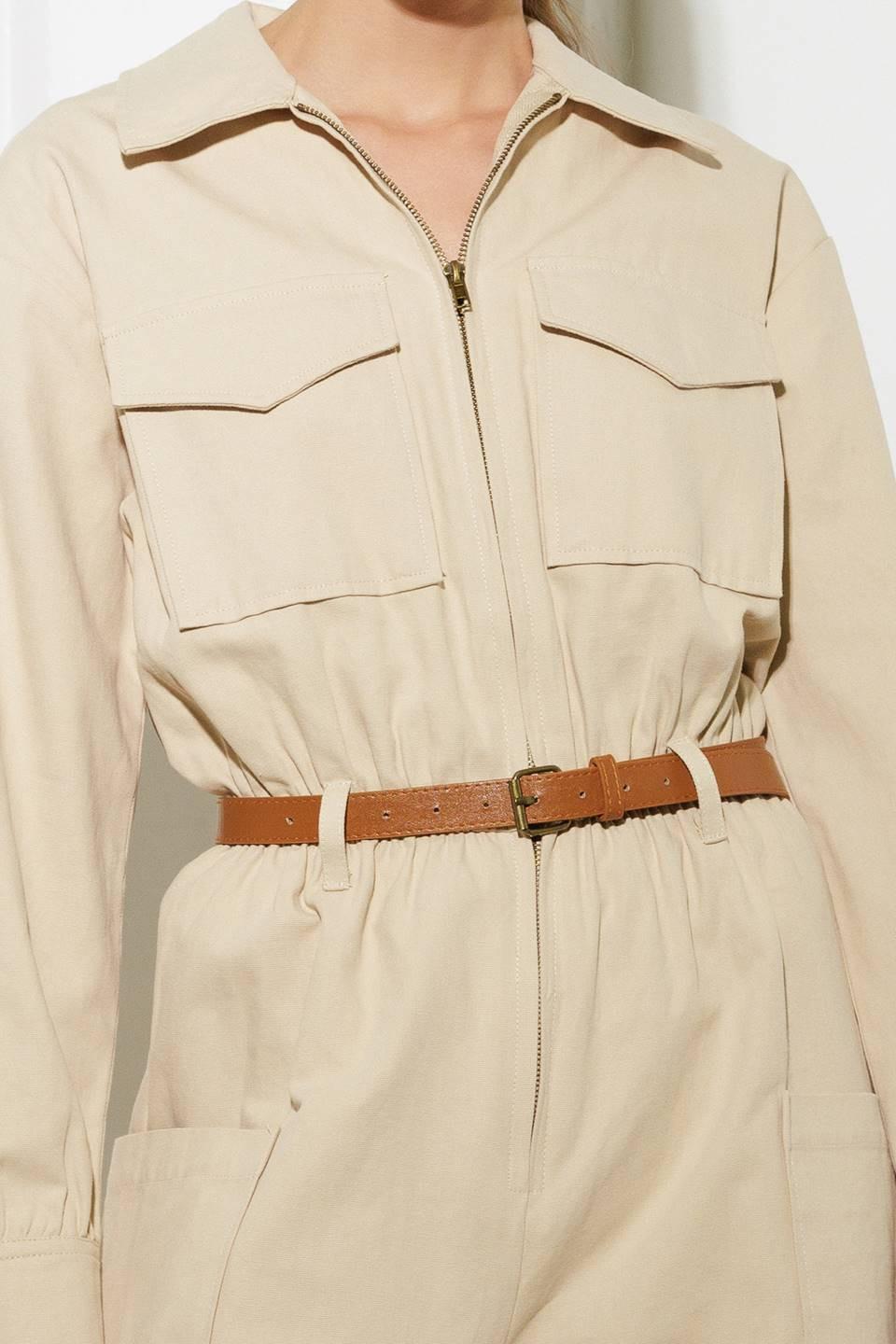 When It Happens Woven Jumpsuit in beige, fabric swatch — Soul Flow Apparel