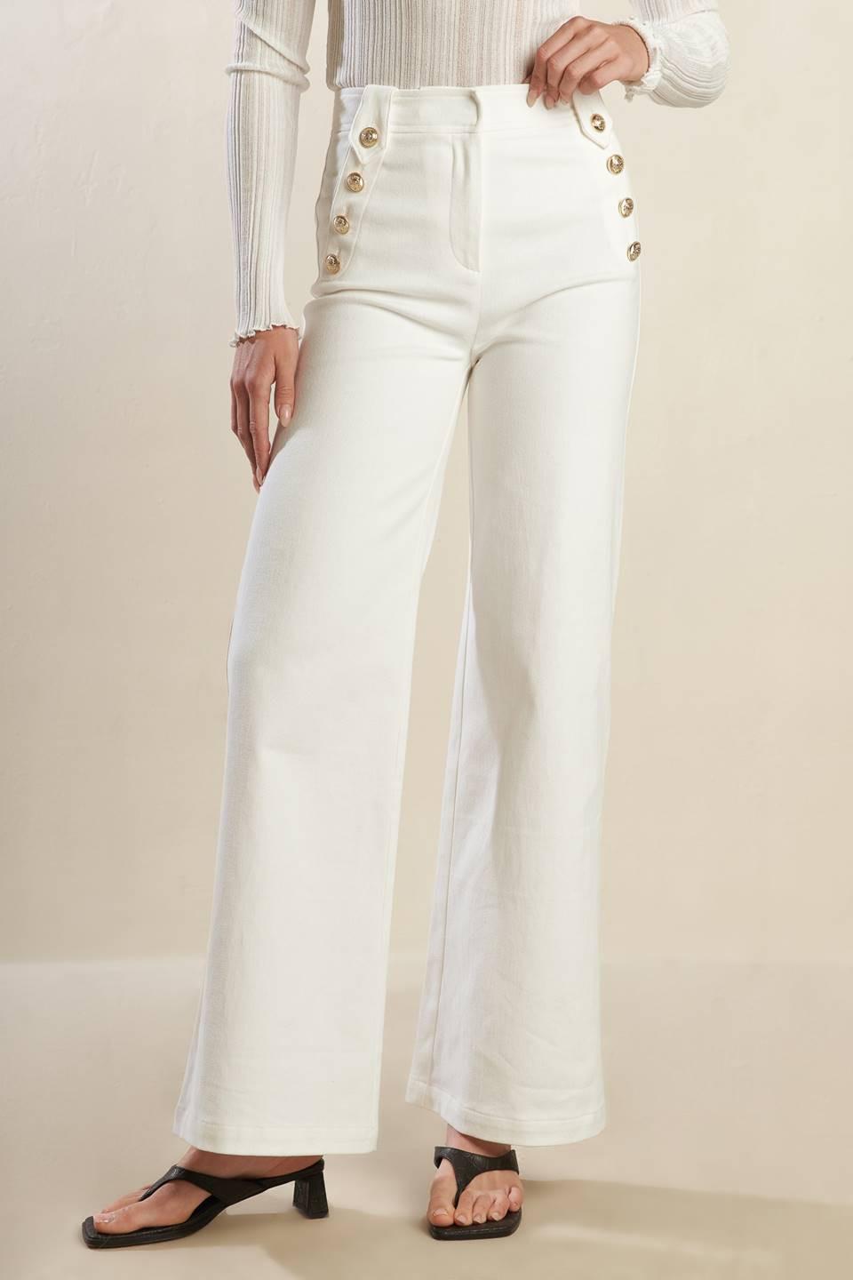 Lily Petal White Woven Pants, view 2 — Soul Flow Apparel