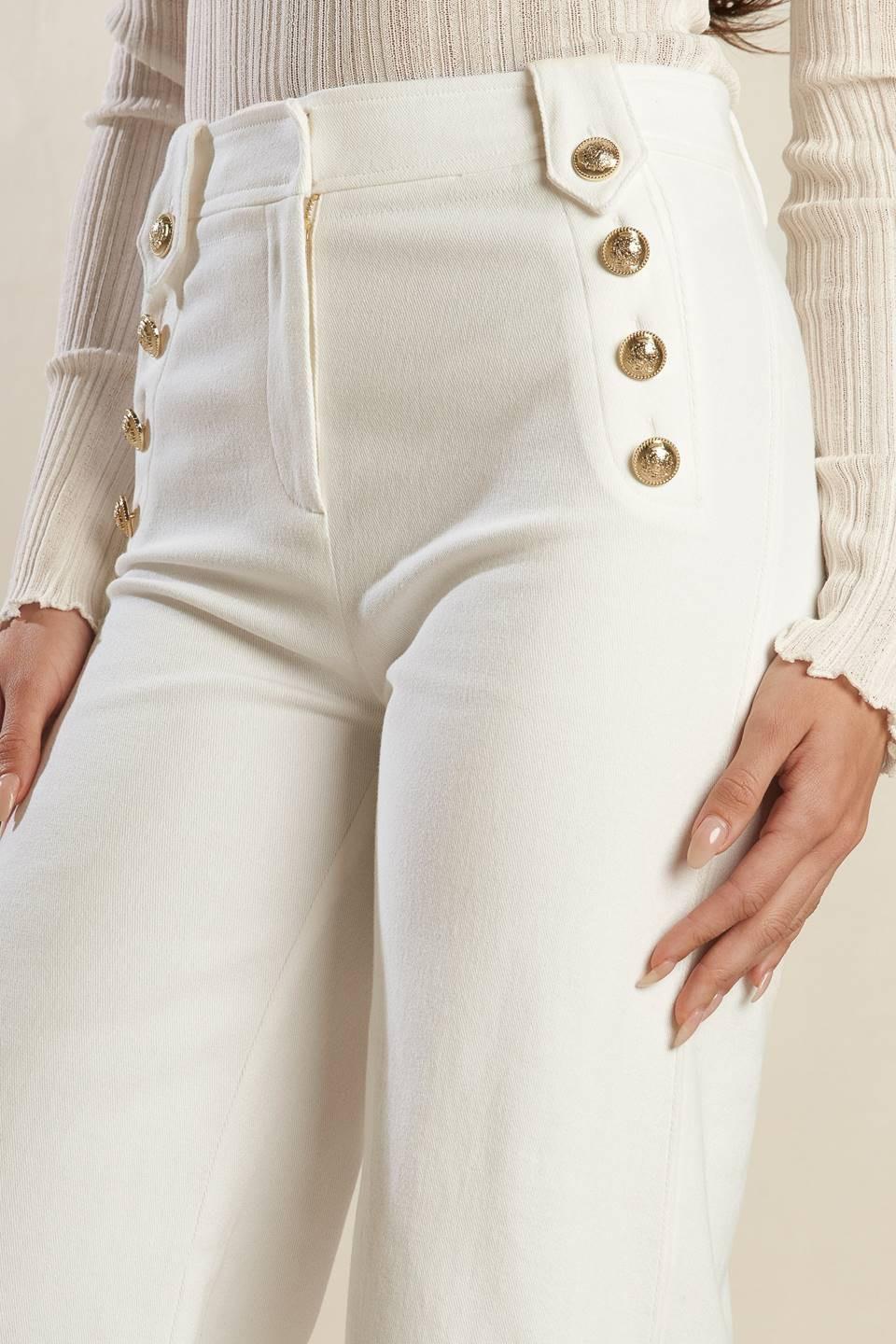 Lily Petal White Woven Pants, view 4 — Soul Flow Apparel