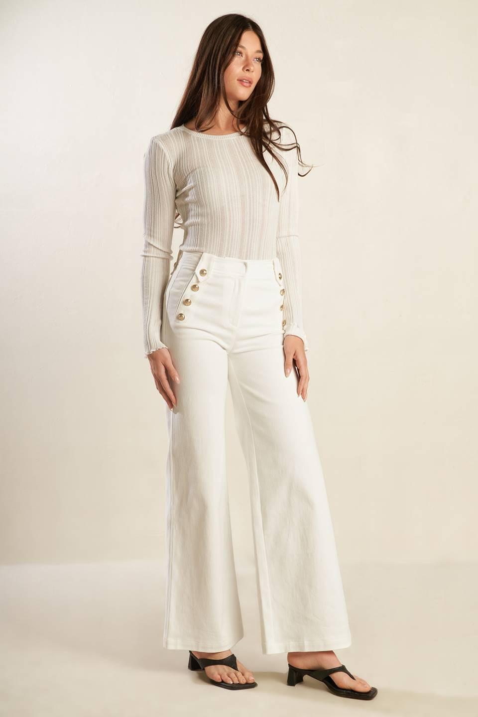 Lily Petal White Woven Pants, view 5 — Soul Flow Apparel