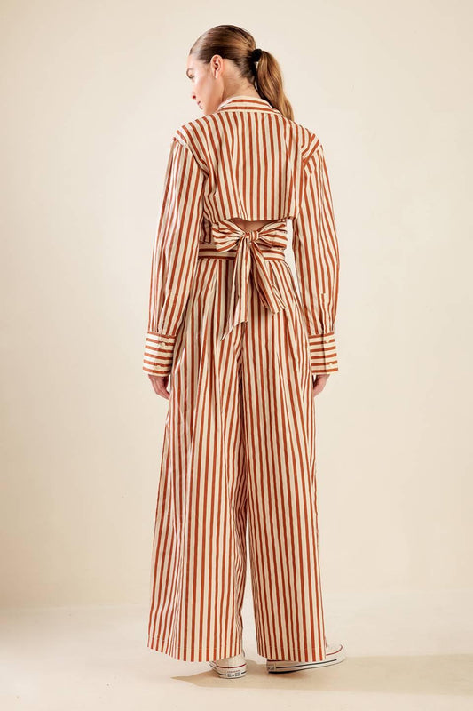 Pieces of My Heart Woven Pants in taupe rust, view 2 — Soul Flow Apparel