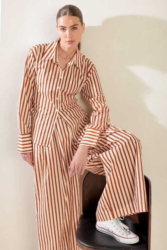 Pieces of My Heart Woven Pants in taupe rust, view 7 — Soul Flow Apparel