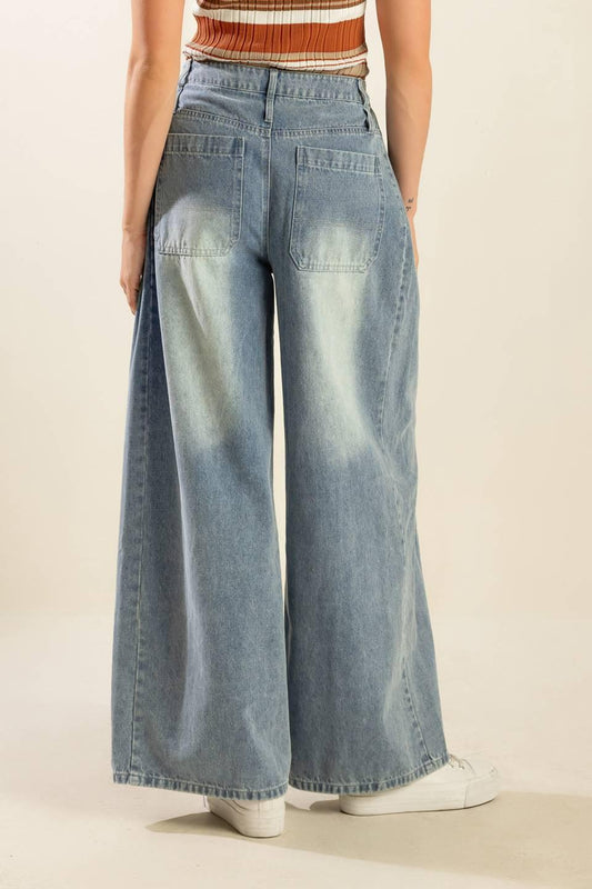High Stakes Denim Pants in light blue, view 4 — Soul Flow Apparel