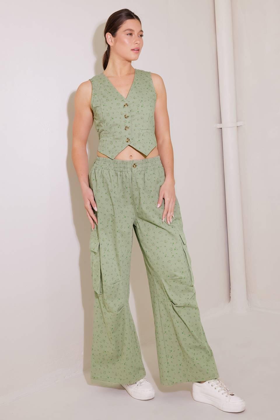Drifting Currents Olive Woven Pants in multi, view 5 — Soul Flow Apparel
