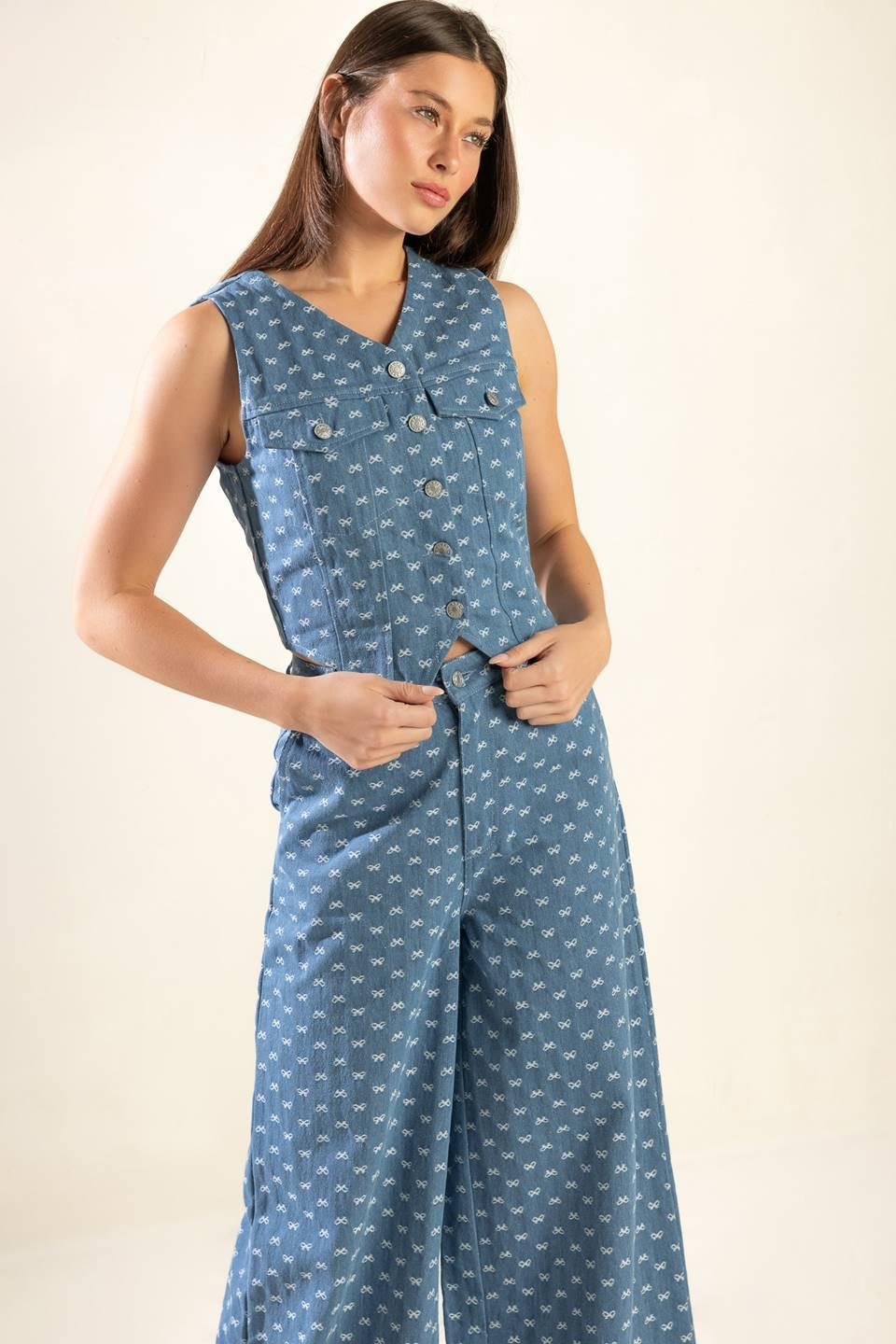 Mimosa Morning Woven Pants in light denim, view 7 — Soul Flow Apparel