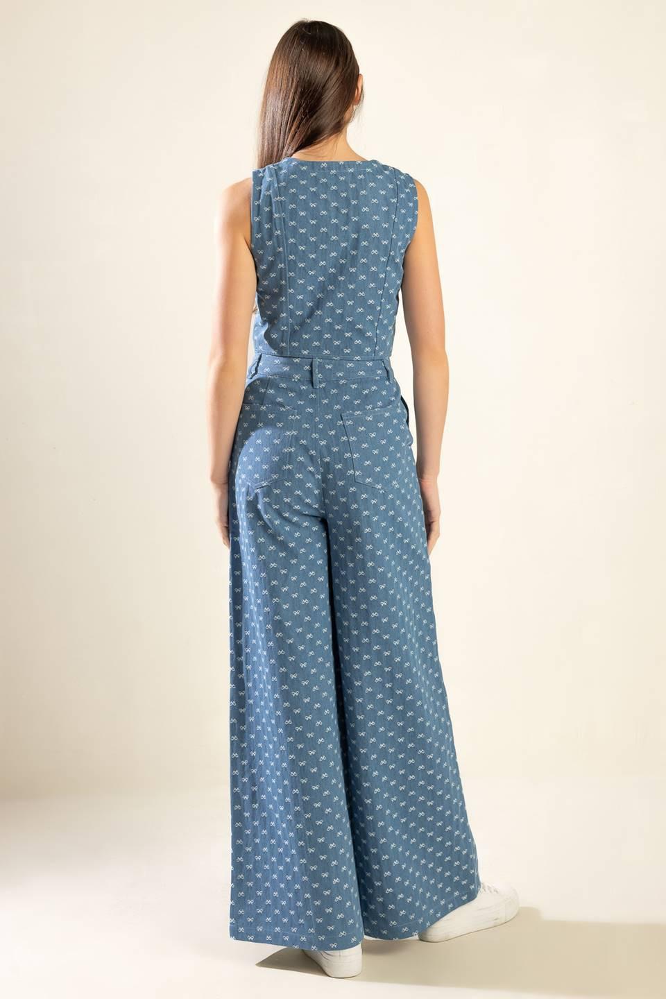 Mimosa Morning Woven Pants in light denim, view 8 — Soul Flow Apparel