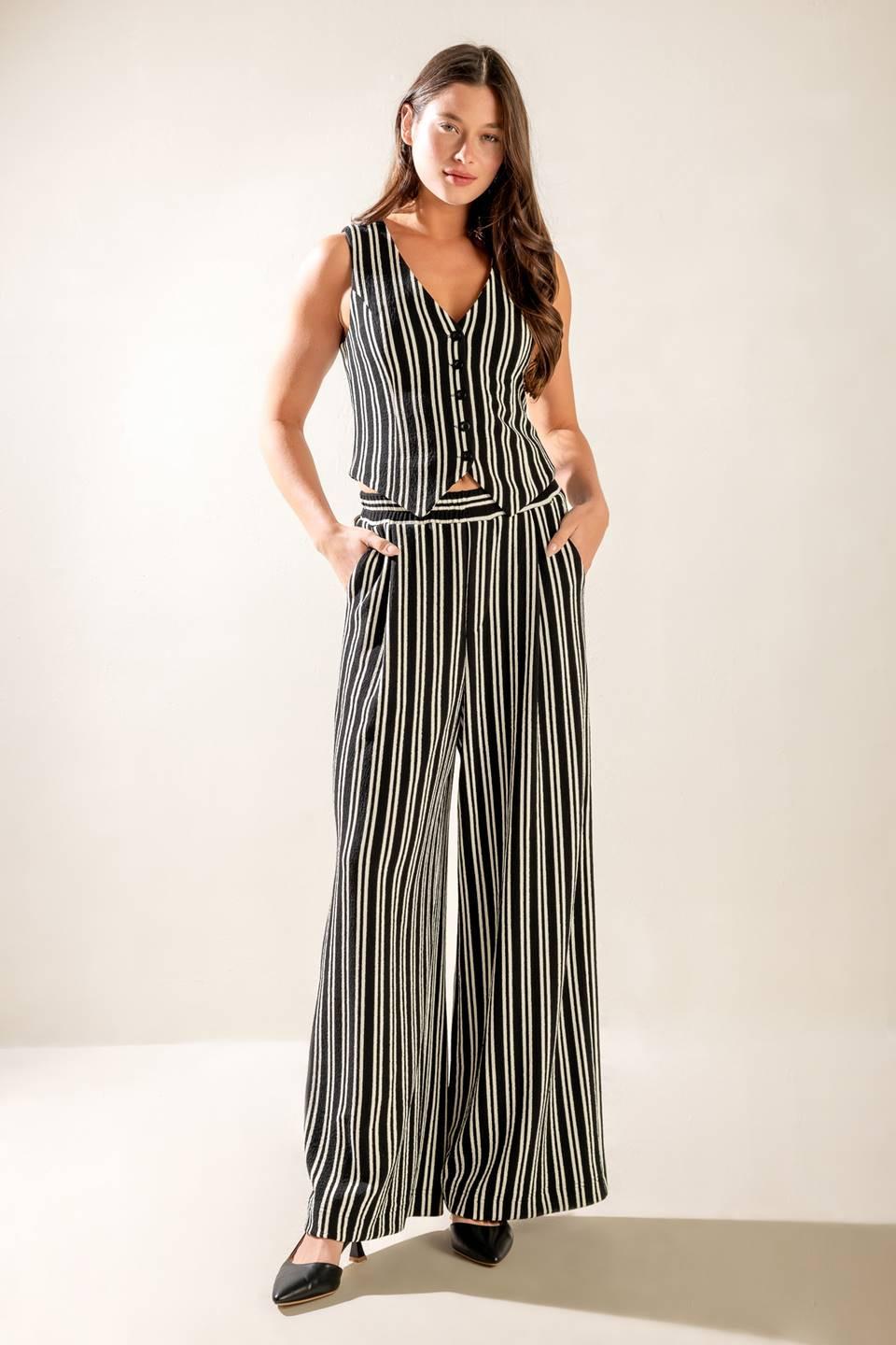 In the Quiet Shade Woven Pants in black, view 1 — Soul Flow Apparel