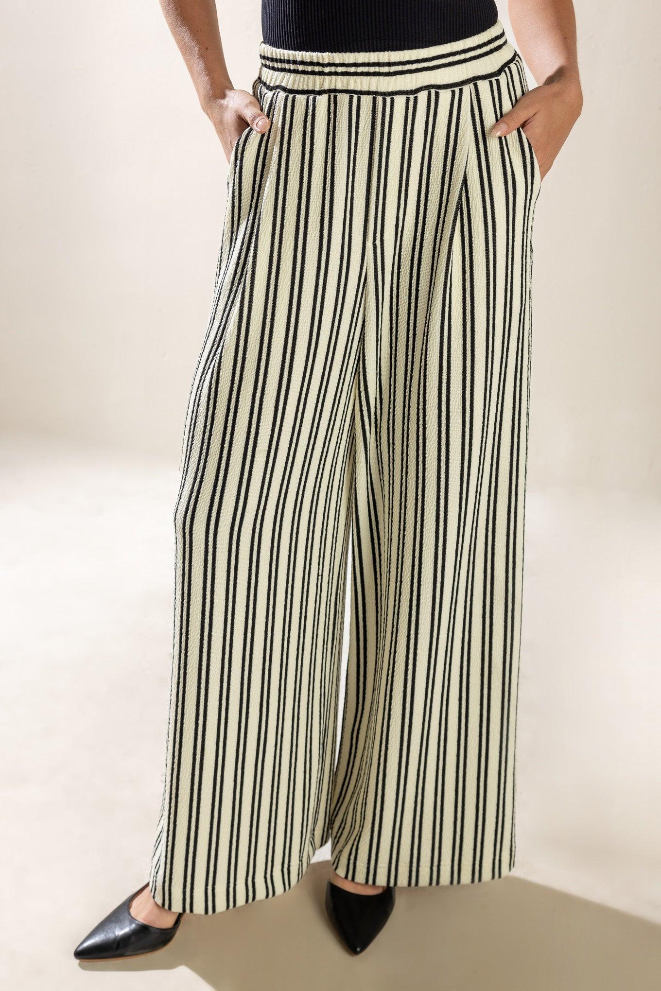 In the Quiet Shade Woven Pants in cream, view 2 — Soul Flow Apparel
