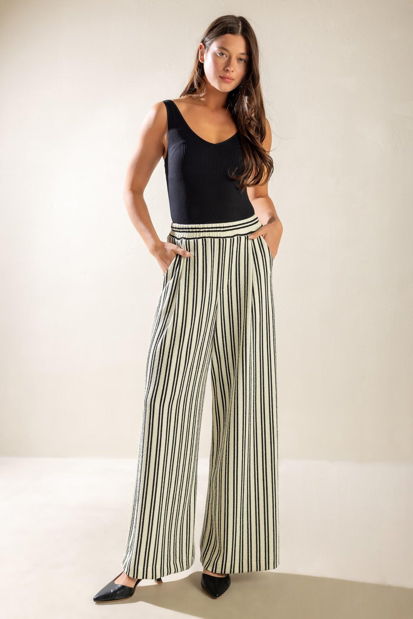 In the Quiet Shade Woven Pants in cream, view 5 — Soul Flow Apparel