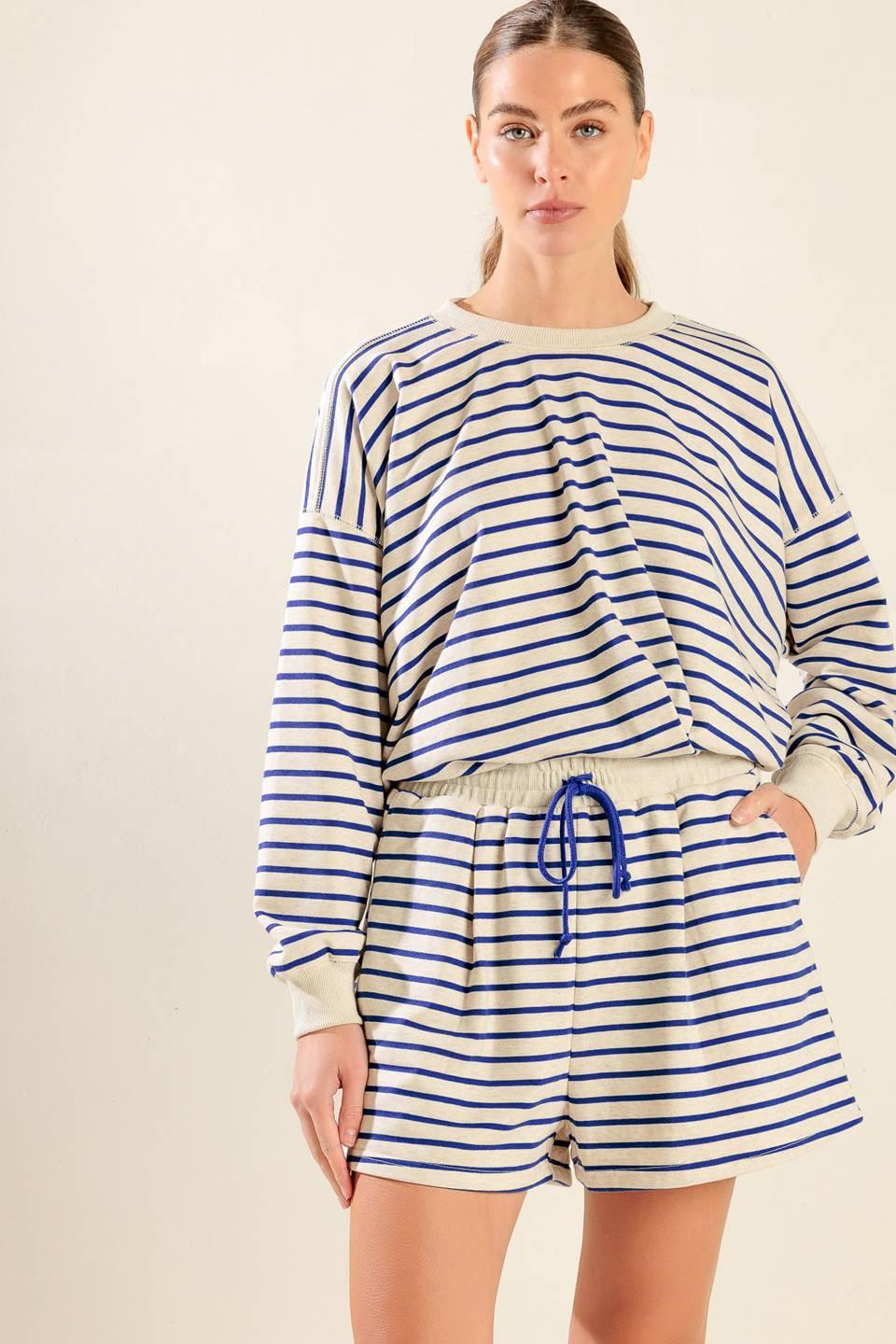 Lover Girl French Terry Short in oatmealblue, view 5 — Soul Flow Apparel