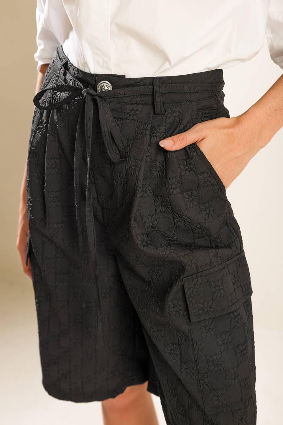 See What Happens Woven Bermuda Shorts in black, view 5 — Soul Flow Apparel
