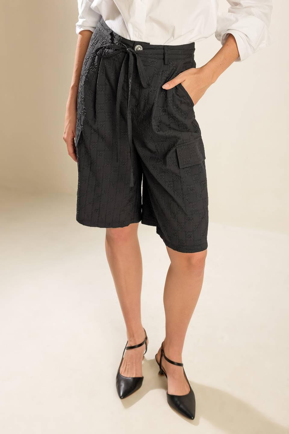 See What Happens Woven Bermuda Shorts in black, view 6 — Soul Flow Apparel