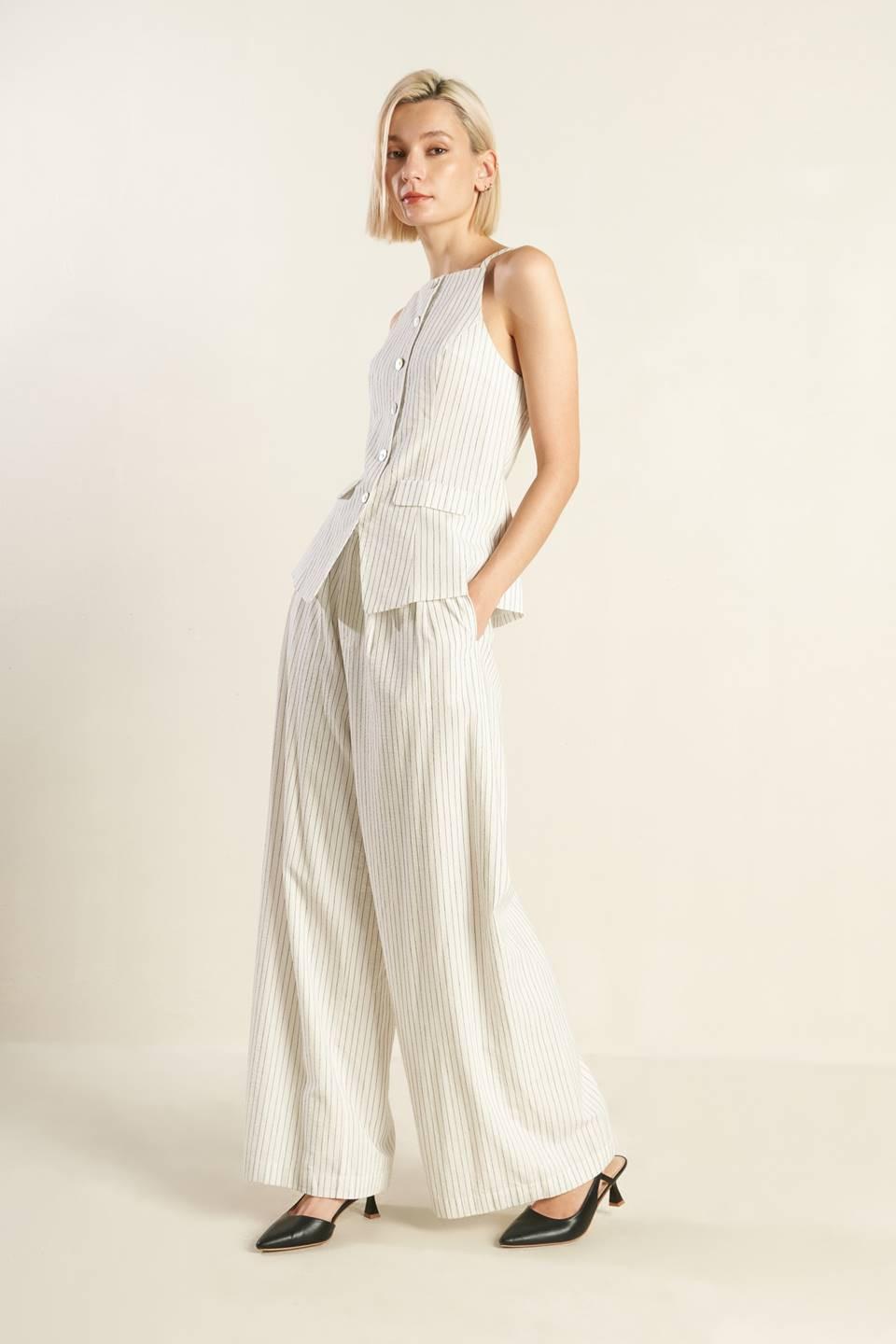 Lead the Way Woven Seesucker Pants in white, view 2 — Soul Flow Apparel