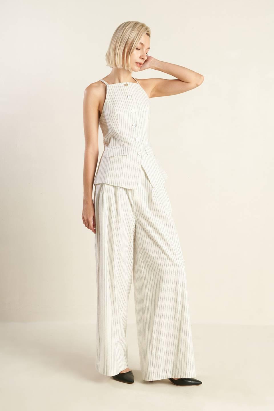 Lead the Way Woven Seesucker Pants in white, view 3 — Soul Flow Apparel