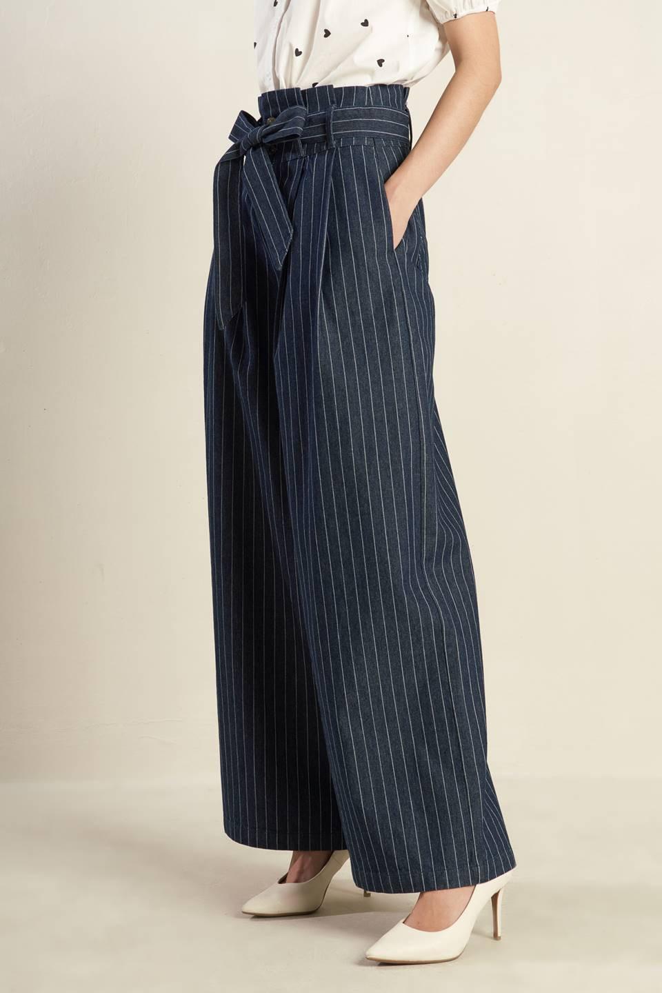 Common Grount Woven Pants in indigo denim white, view 2 — Soul Flow Apparel