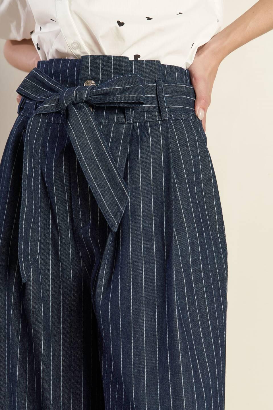 Common Grount Woven Pants in indigo denim white, view 5 — Soul Flow Apparel