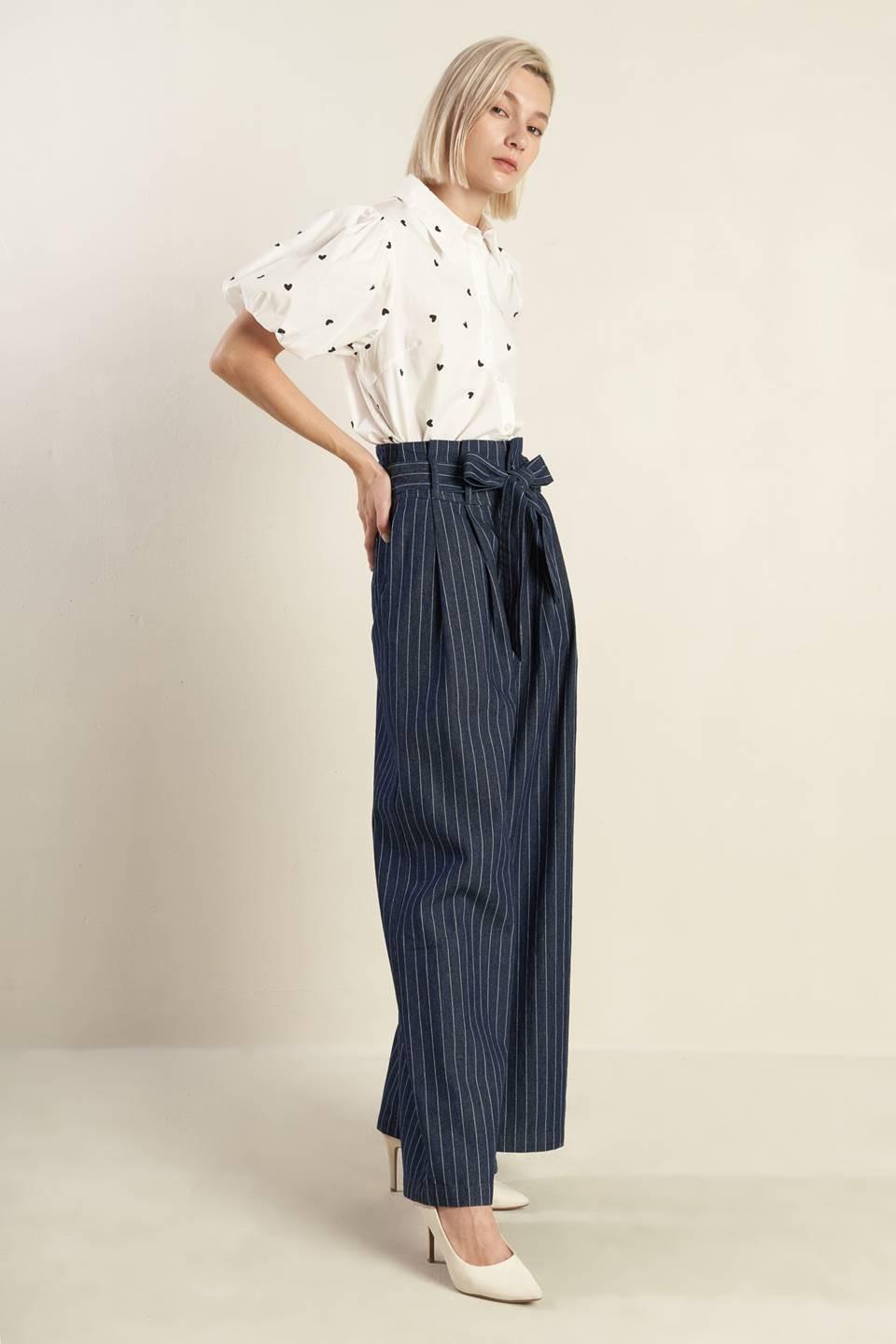 Common Grount Woven Pants in indigo denim white, view 6 — Soul Flow Apparel