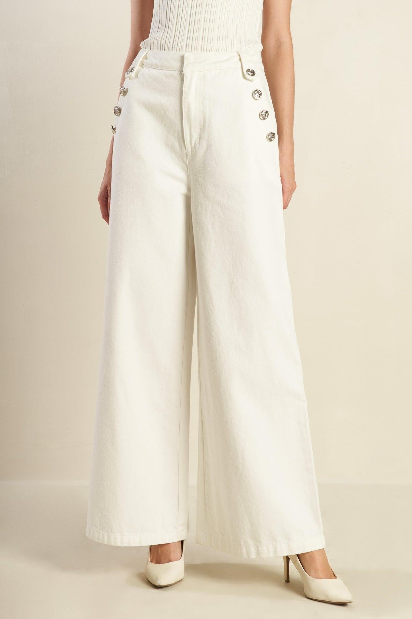 Delicate Hue Woven Pants in white, view 1 — Soul Flow Apparel