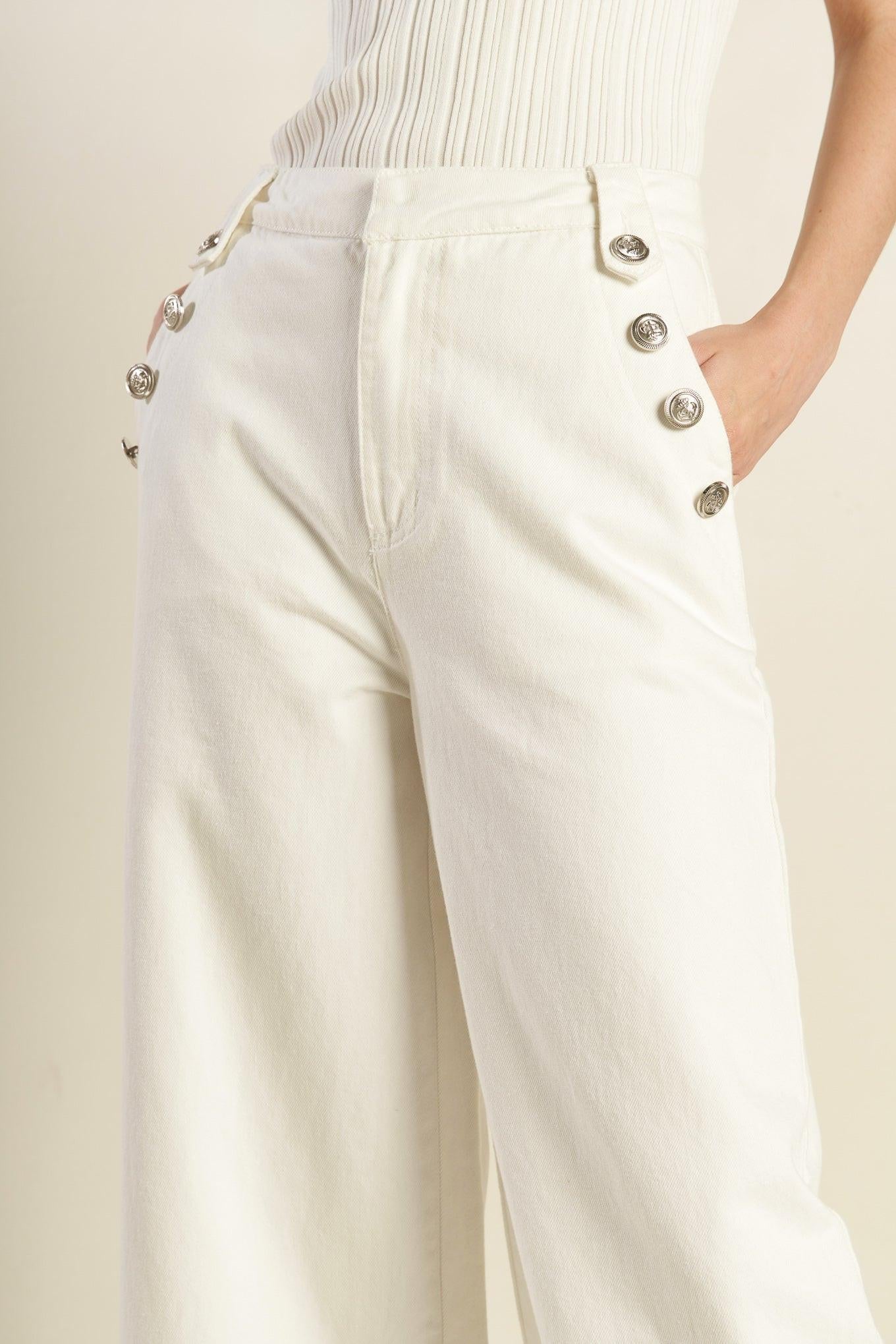 Delicate Hue Woven Pants in white, view 4 — Soul Flow Apparel