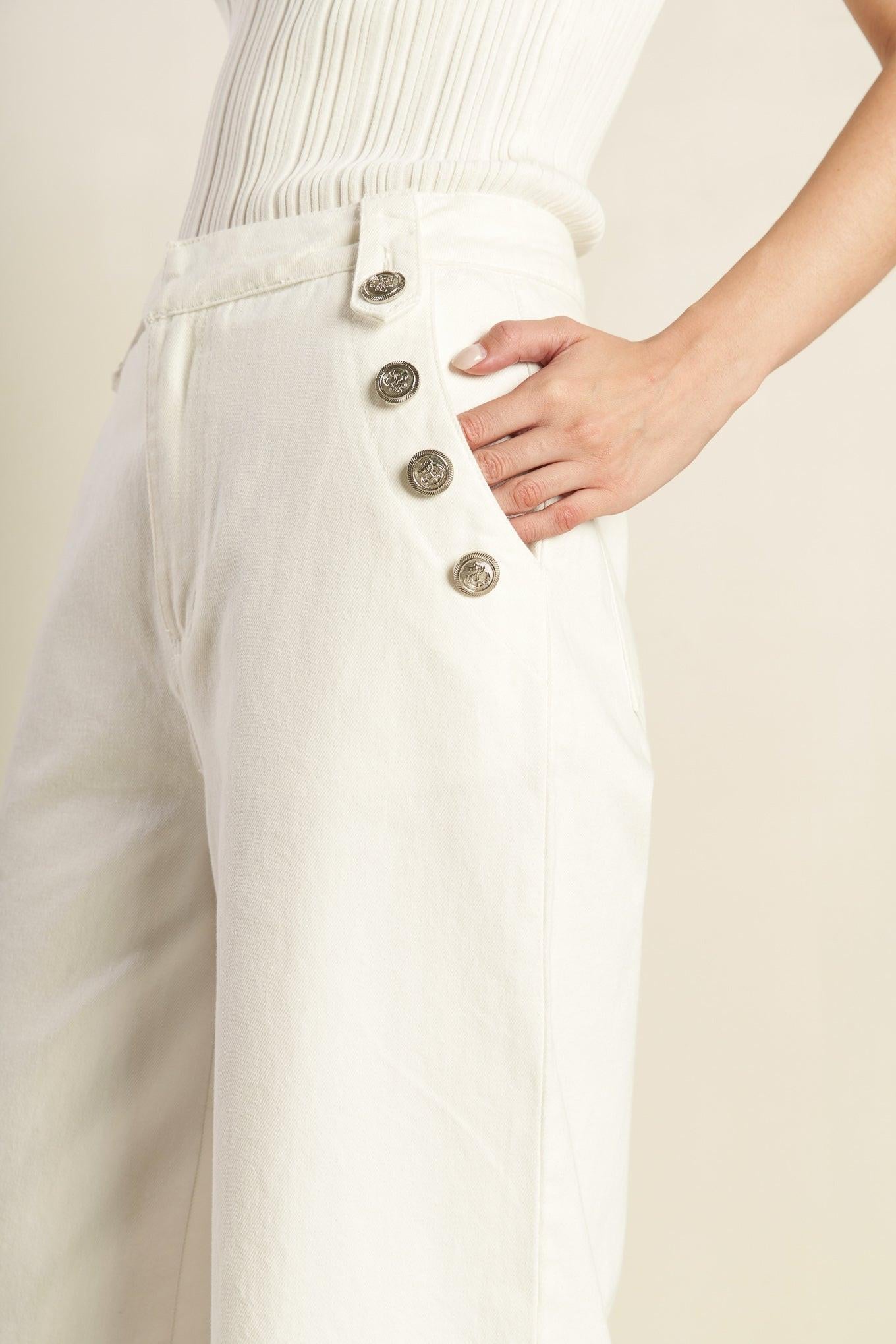 Delicate Hue Woven Pants in white, view 5 — Soul Flow Apparel