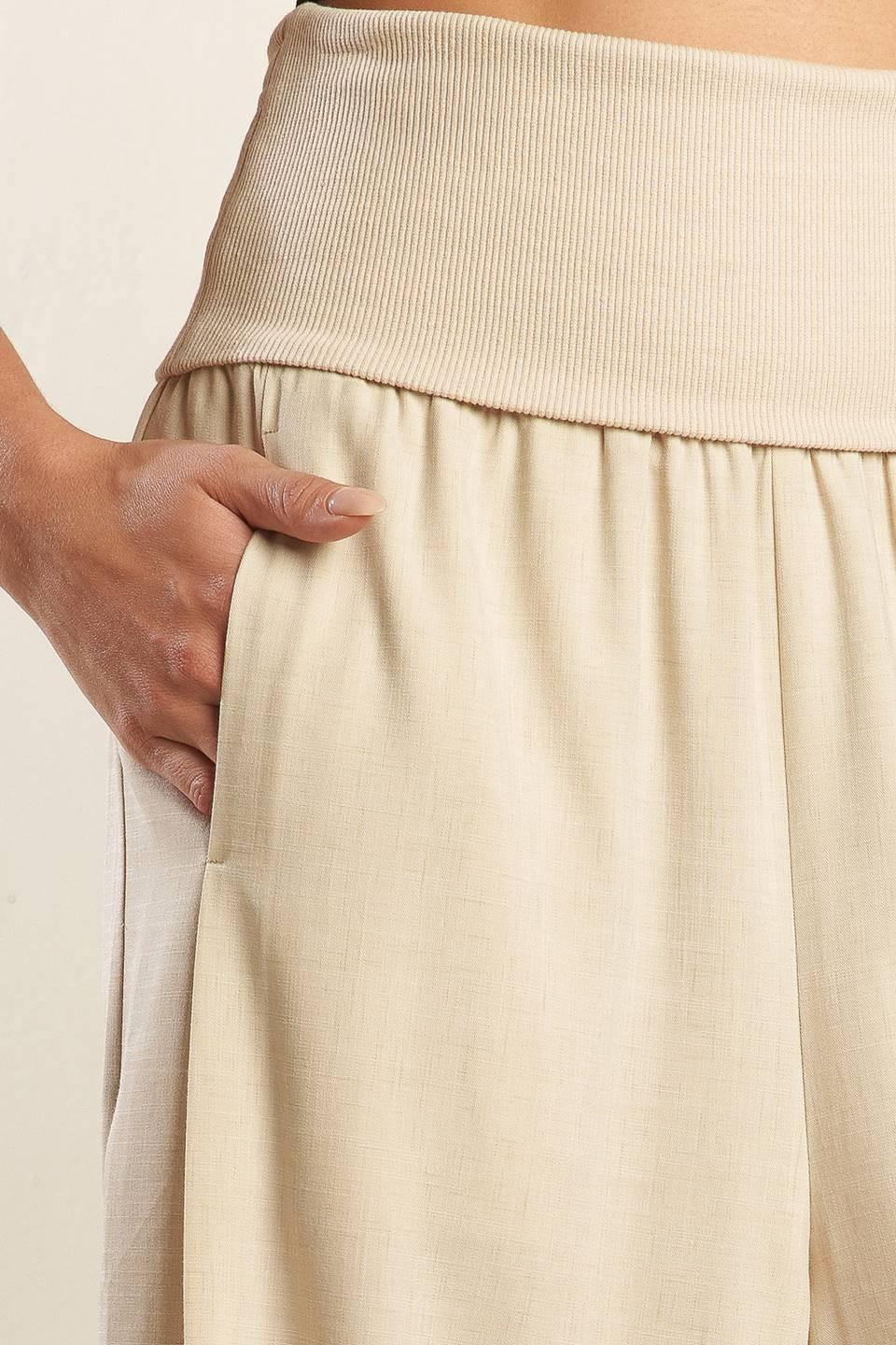 Go with Grace Woven Pants in natural, view 3 — Soul Flow Apparel
