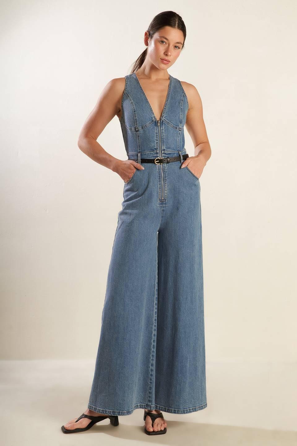 Beautiful Things Denim Jumpsuit, view 1 — Soul Flow Apparel