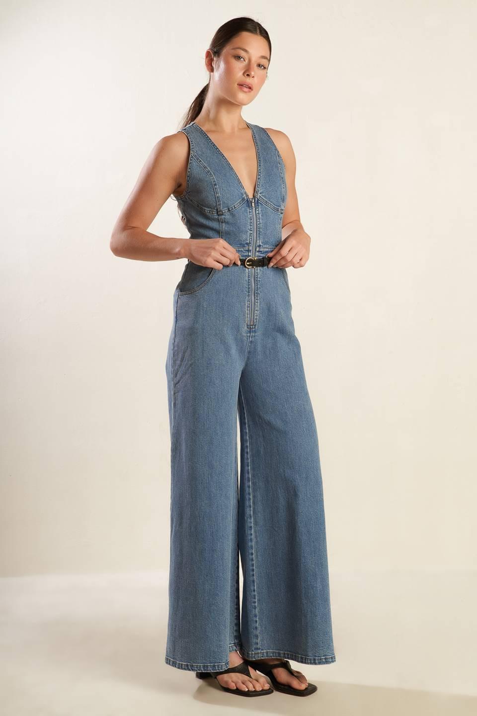 Beautiful Things Denim Jumpsuit, view 2 — Soul Flow Apparel